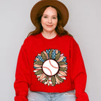 Baseball Sunflower Design - Baseball Unisex Crewneck T-Shirt Sweatshirt Hoodie