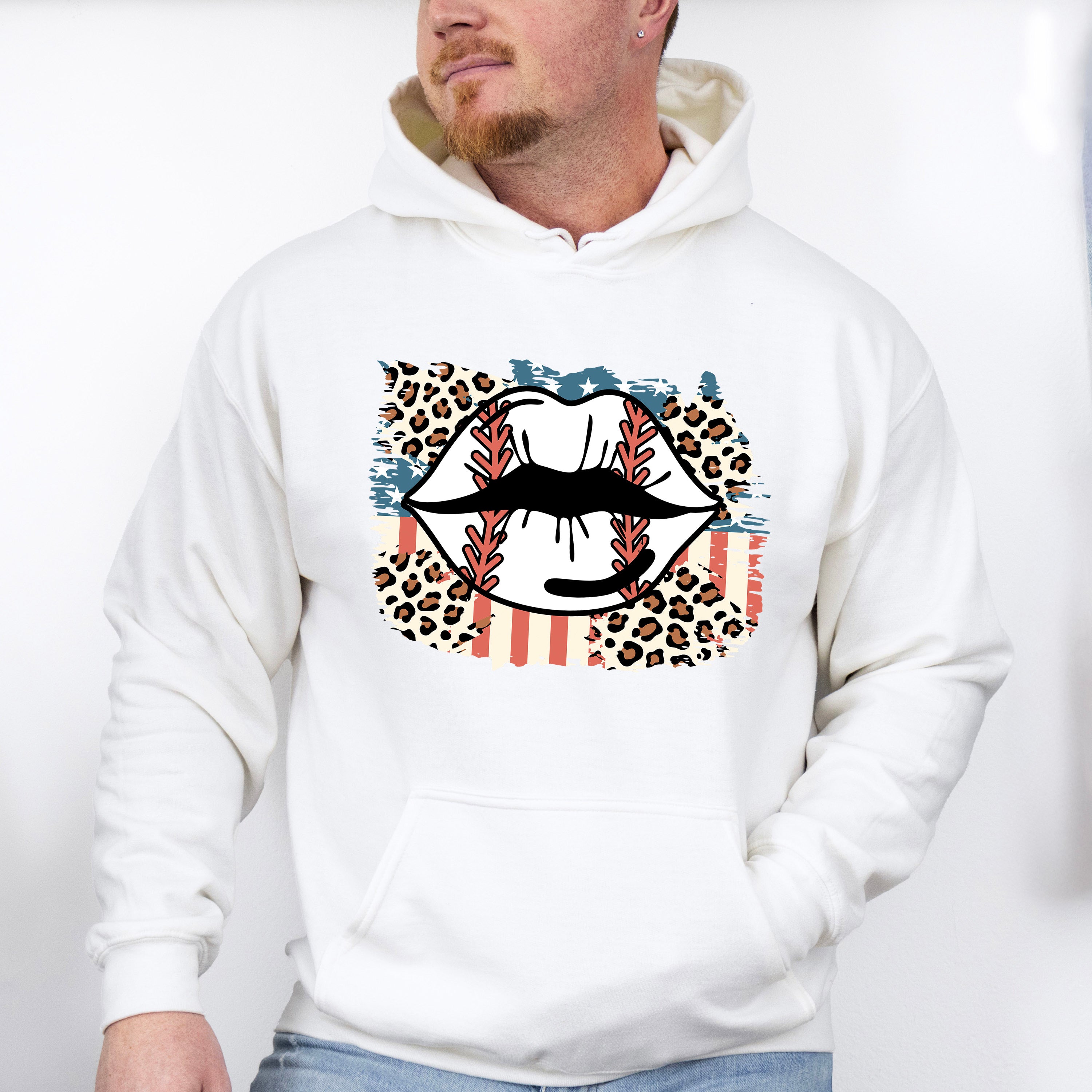 Baseball Lips Design - Baseball Unisex Crewneck T-Shirt Sweatshirt Hoodie
