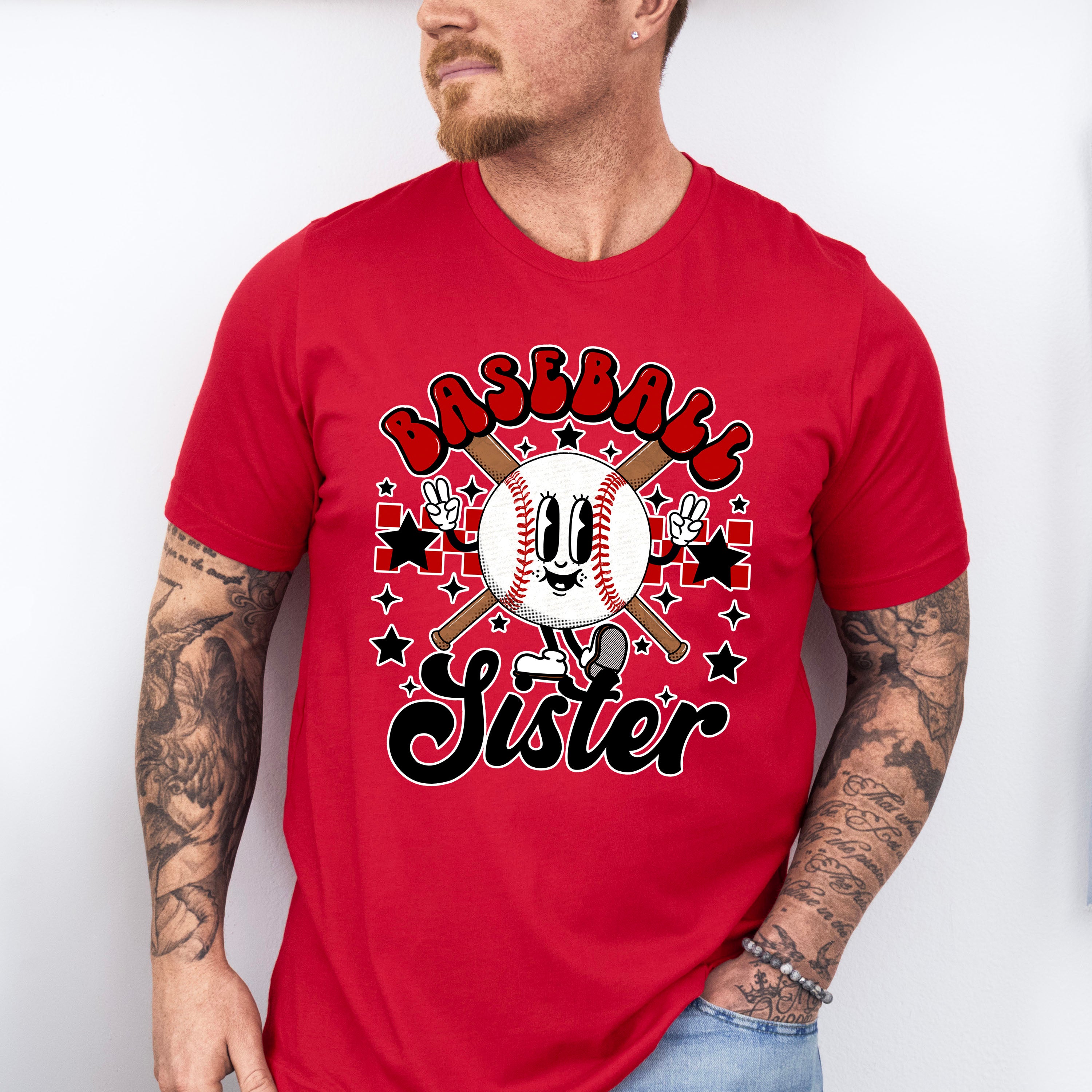 Smiley Baseball Sister - Baseball Unisex Crewneck T-Shirt Sweatshirt Hoodie