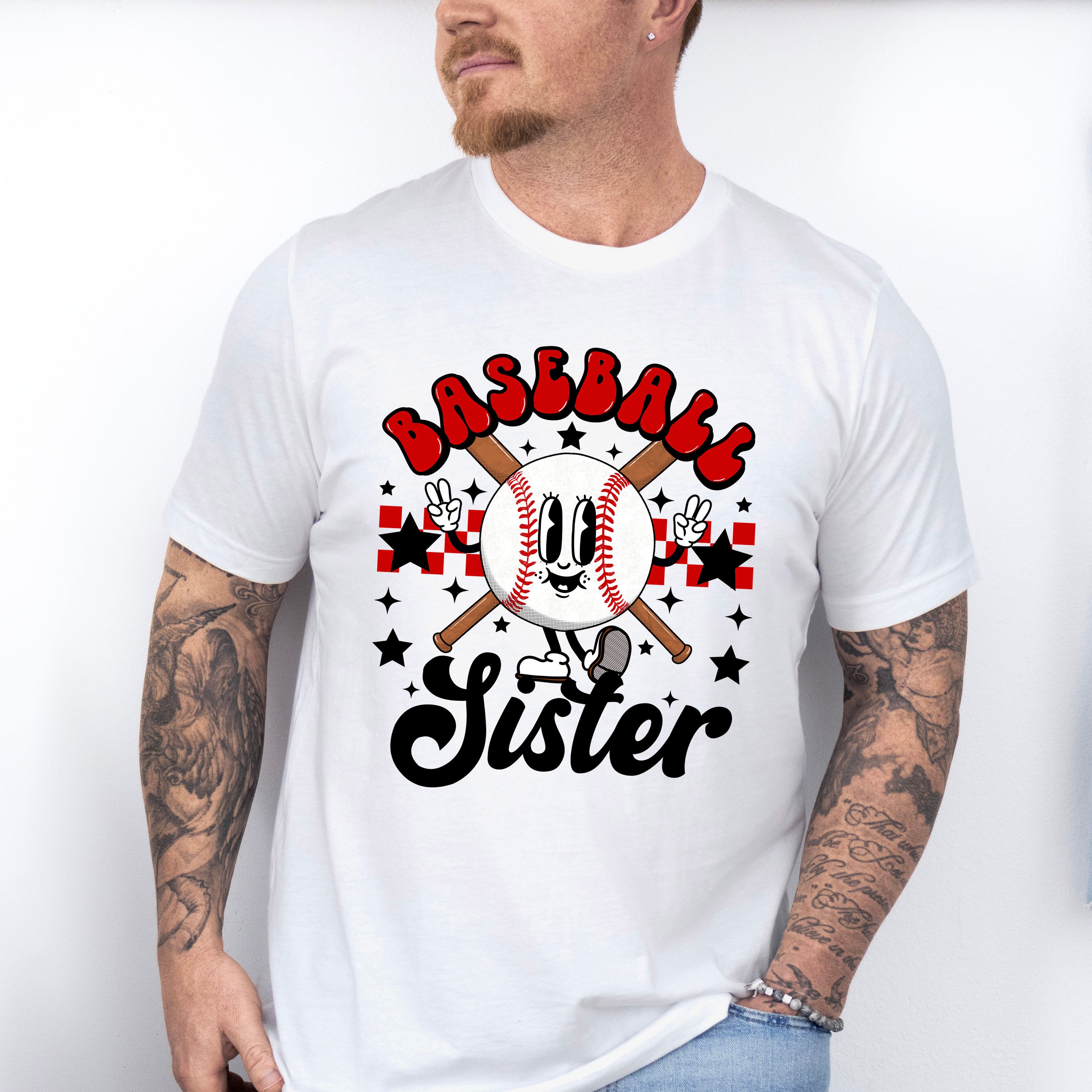 Smiley Baseball Sister - Baseball Unisex Crewneck T-Shirt Sweatshirt Hoodie
