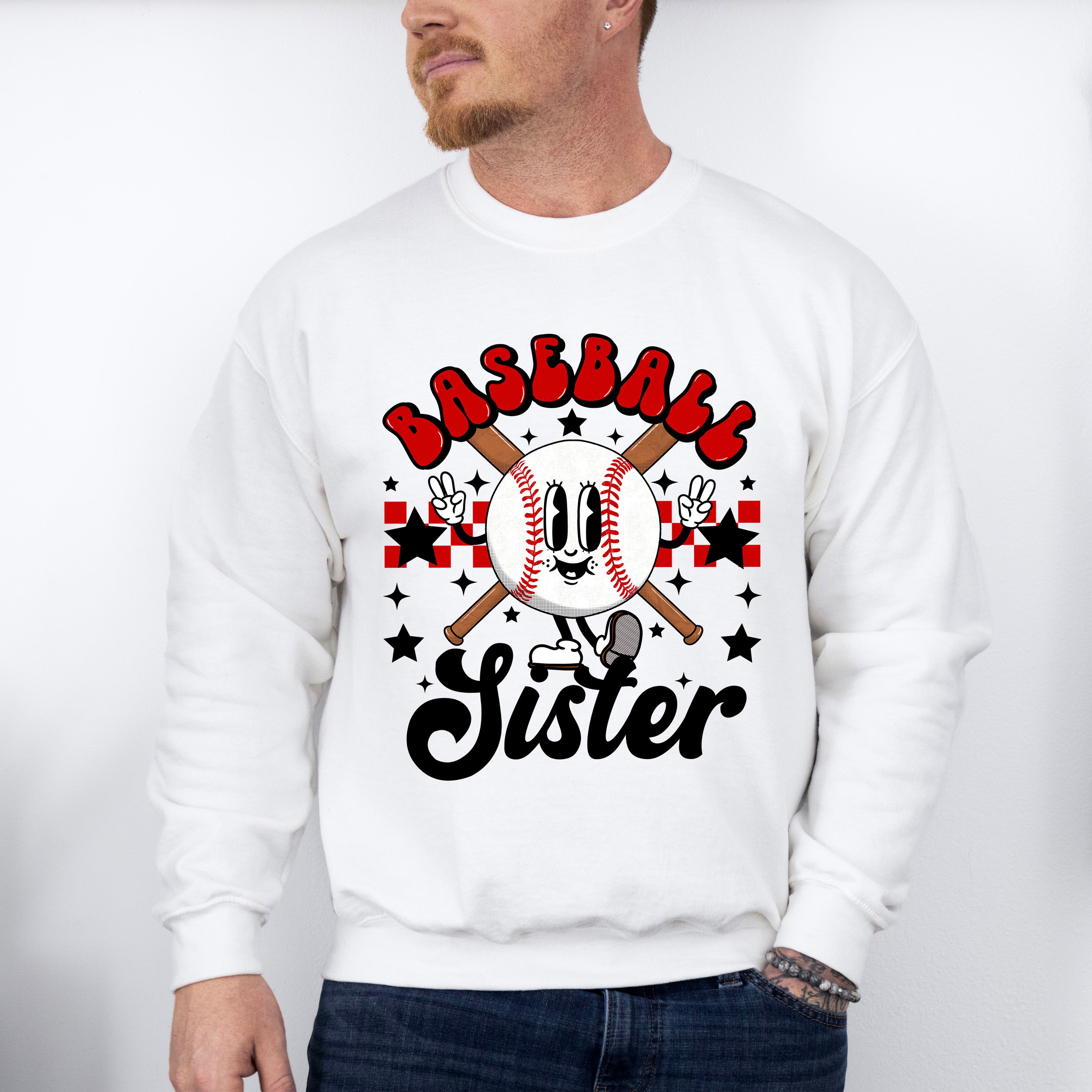 Smiley Baseball Sister - Baseball Unisex Crewneck T-Shirt Sweatshirt Hoodie