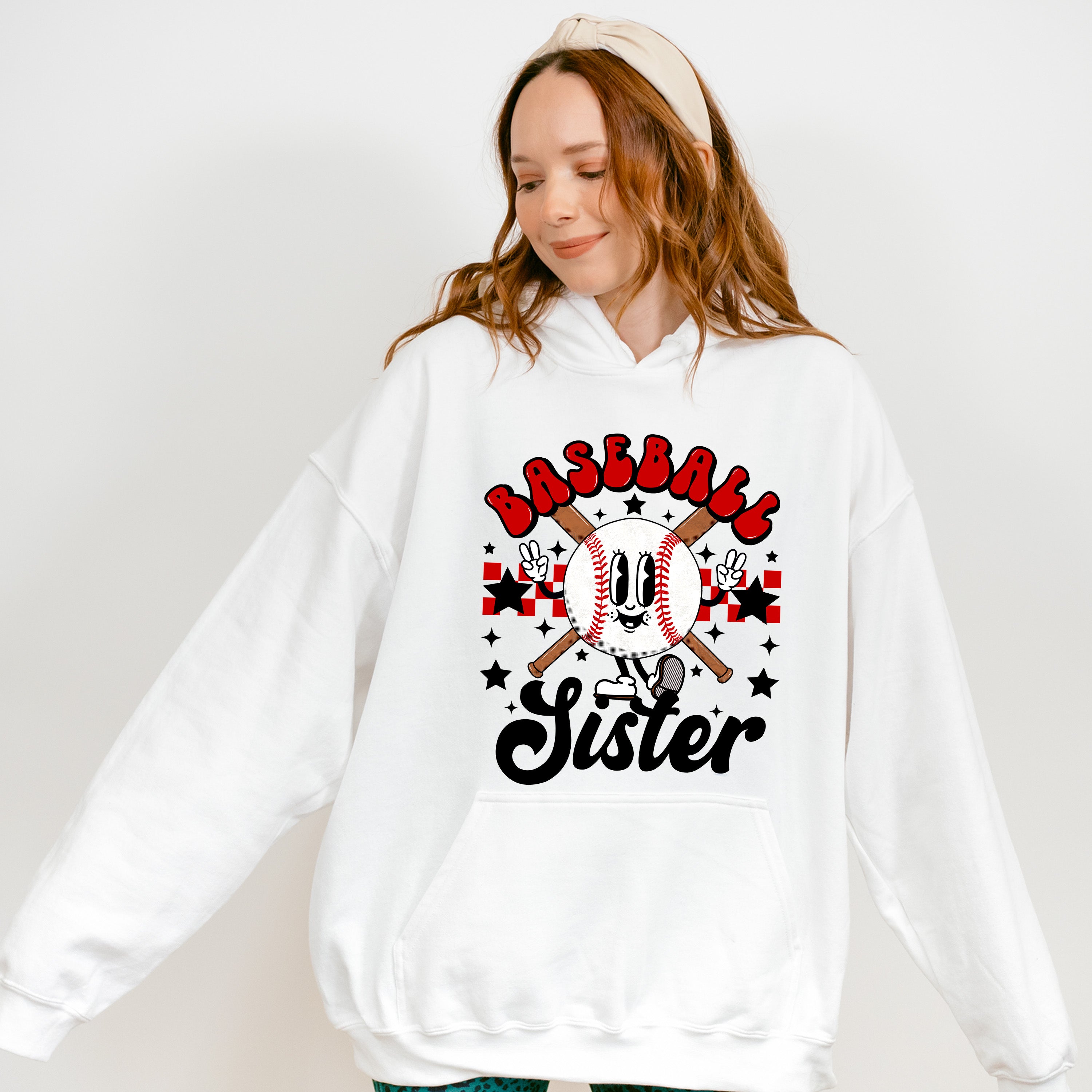 Smiley Baseball Sister - Baseball Unisex Crewneck T-Shirt Sweatshirt Hoodie