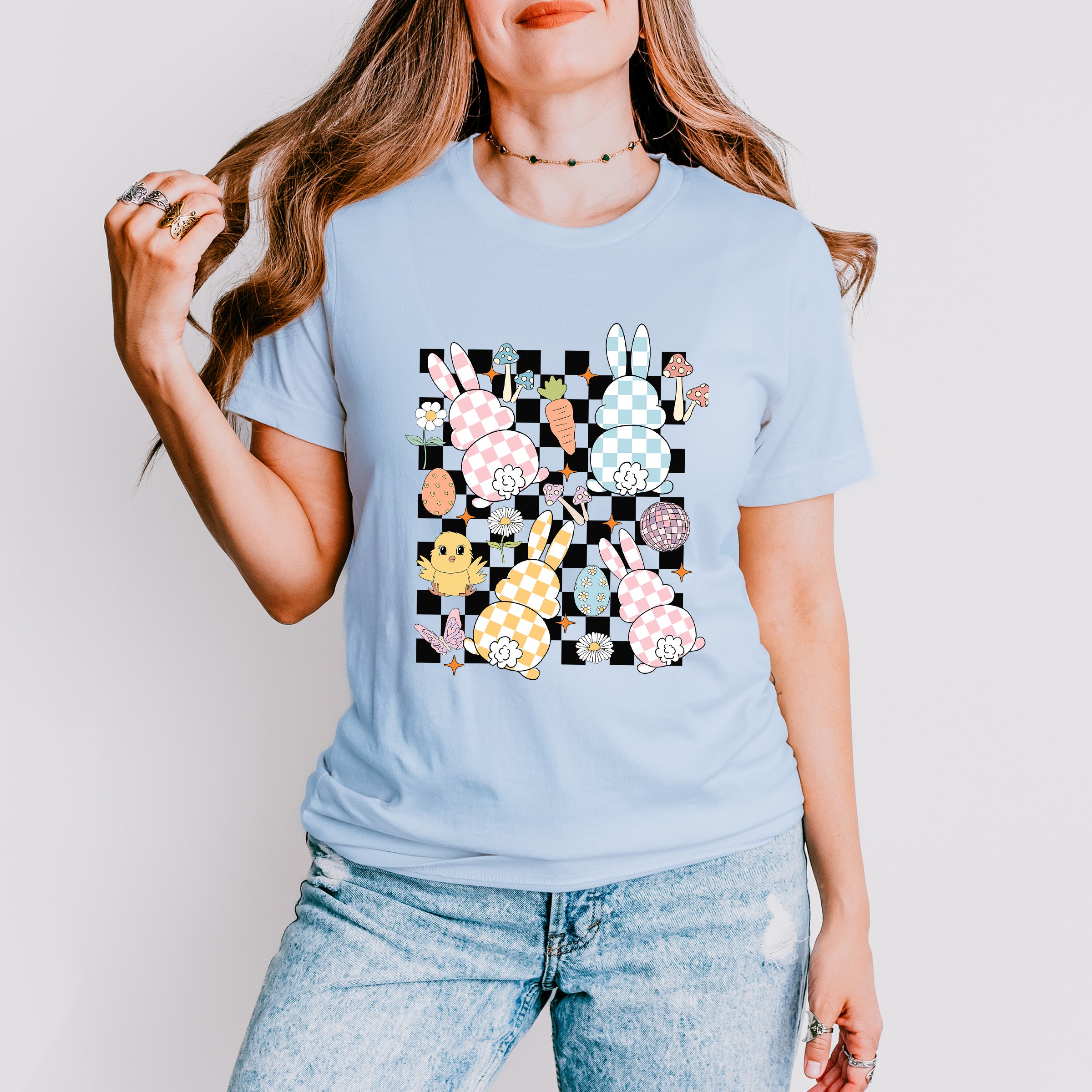 Bunnies And Easter Doodles - Easter Day Unisex Crewneck T-Shirt Sweatshirt Hoodie
