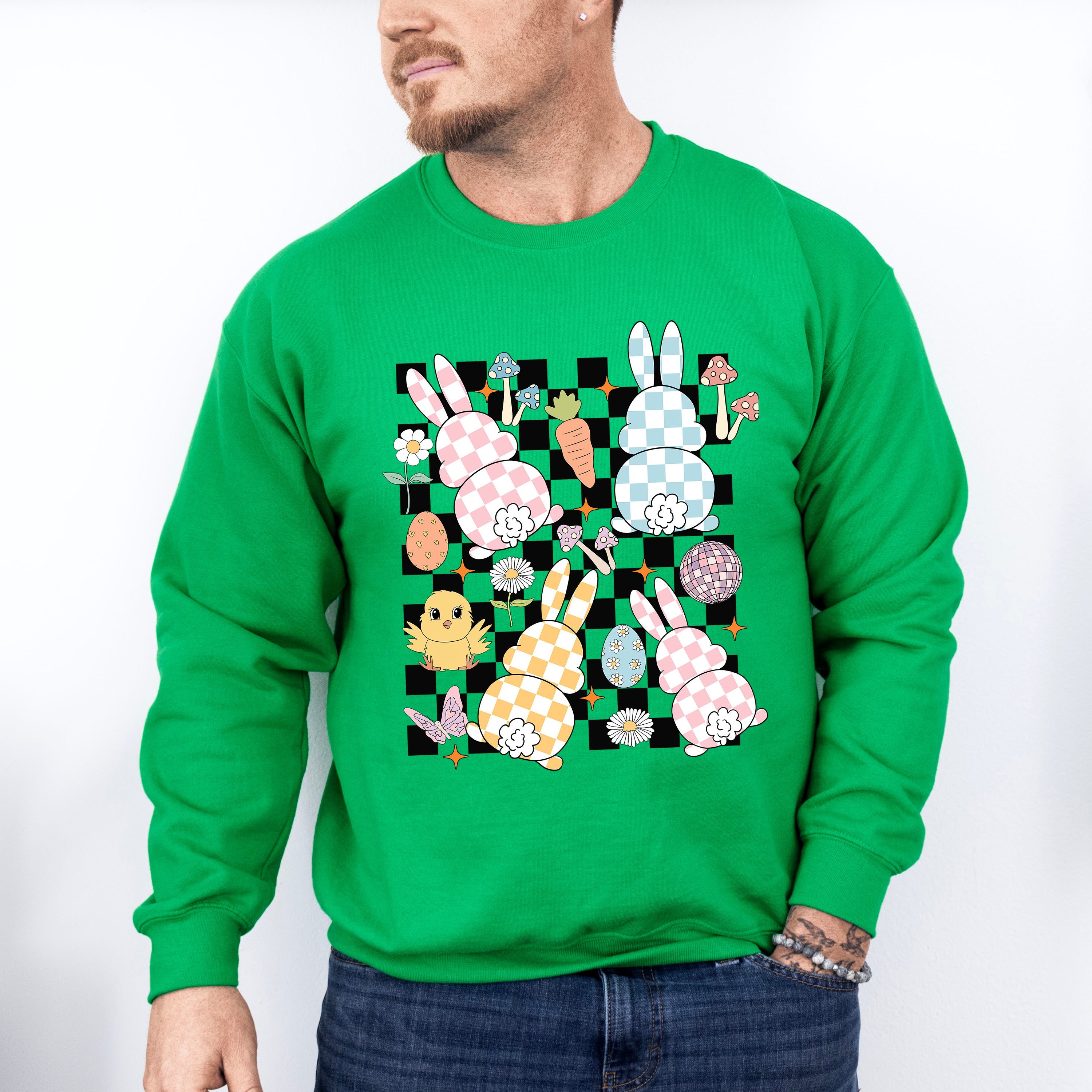 Bunnies And Easter Doodles - Easter Day Unisex Crewneck T-Shirt Sweatshirt Hoodie