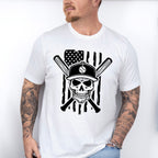 US Flag Skull Design - Baseball Unisex Crewneck T-Shirt Sweatshirt Hoodie