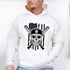 US Flag Skull Design - Baseball Unisex Crewneck T-Shirt Sweatshirt Hoodie