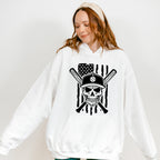 US Flag Skull Design - Baseball Unisex Crewneck T-Shirt Sweatshirt Hoodie