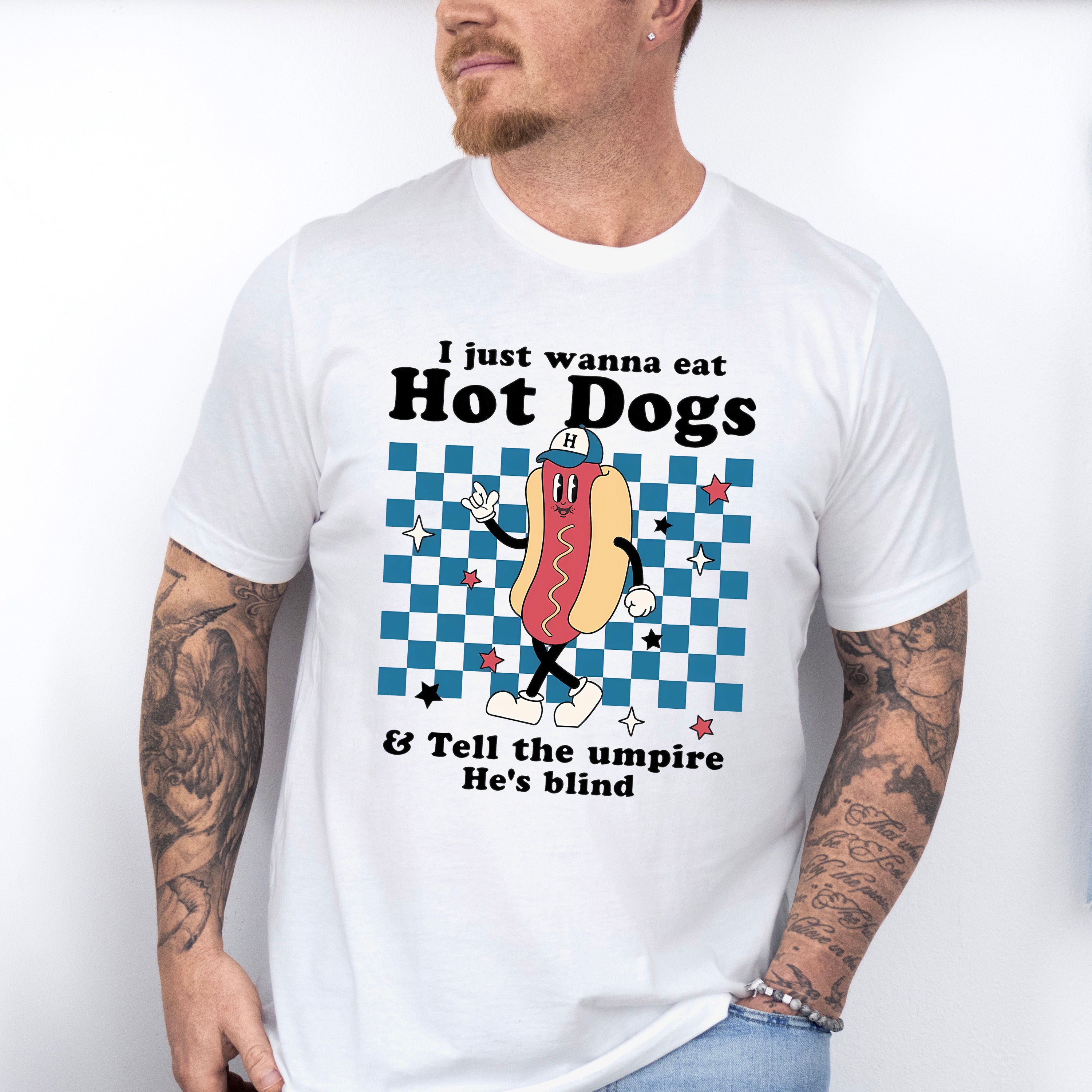 I Just Wanna Eat Hot Dogs - Baseball Unisex Crewneck T-Shirt Sweatshirt Hoodie
