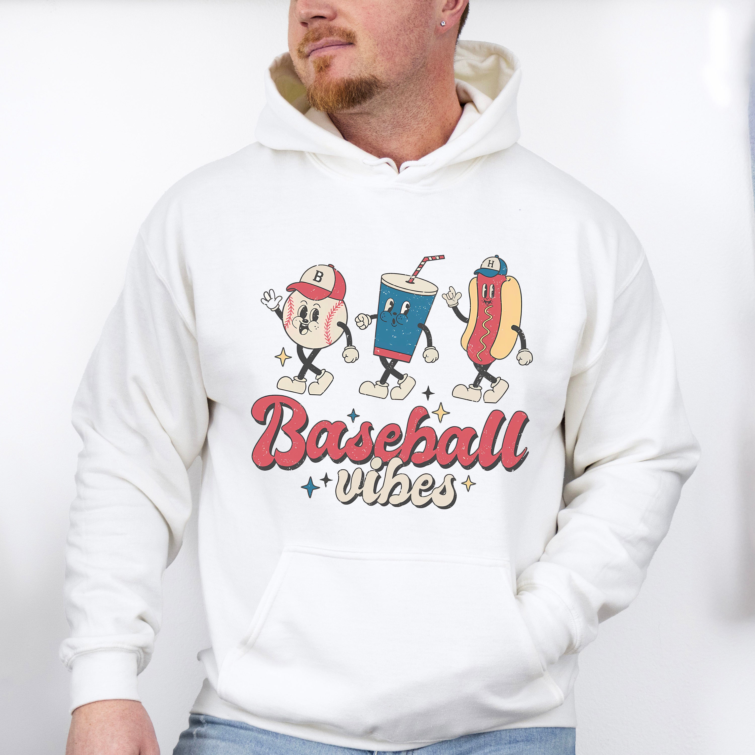 Baseball Drink And Hot Dog Design - Baseball Unisex Crewneck T-Shirt Sweatshirt Hoodie