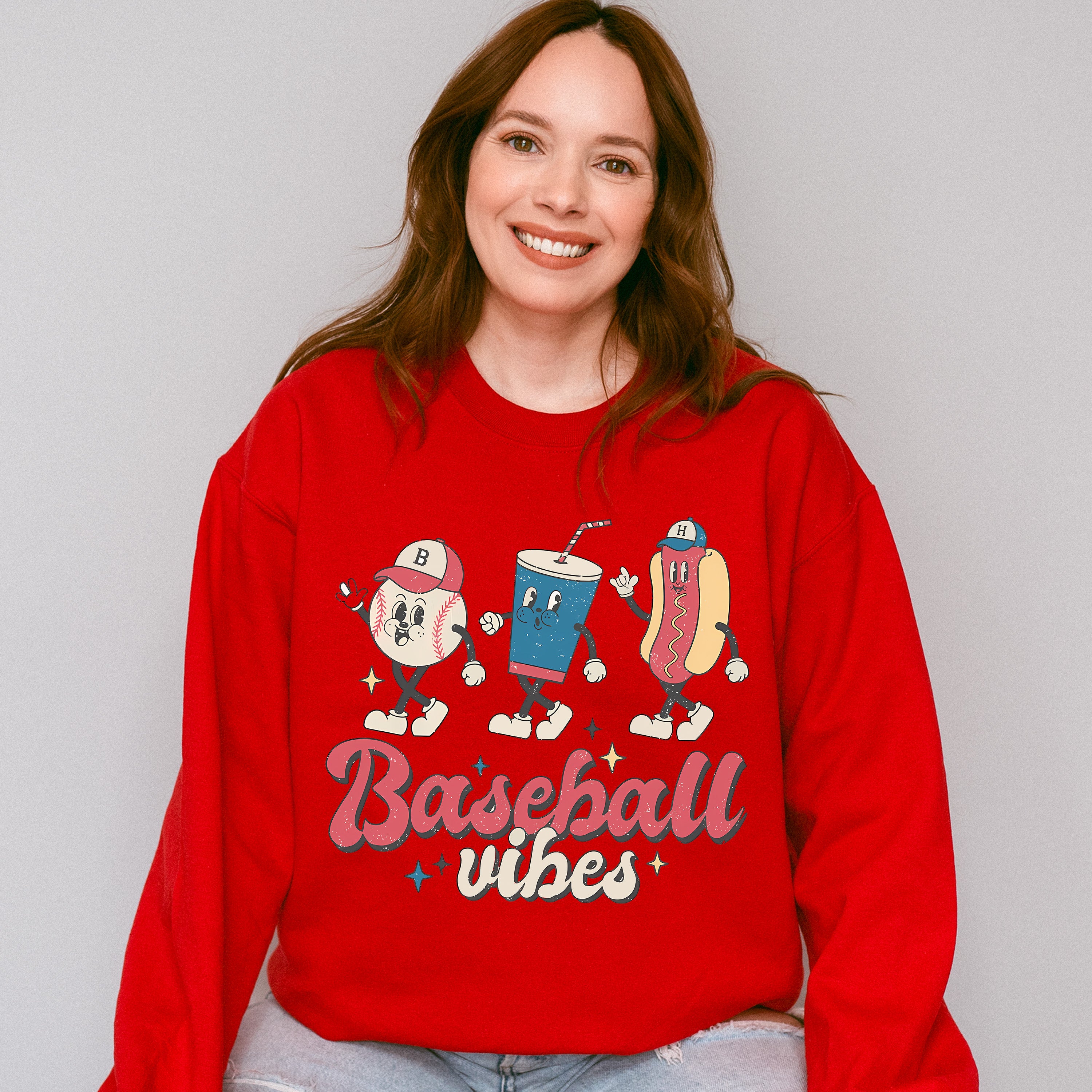 Baseball Drink And Hot Dog Design - Baseball Unisex Crewneck T-Shirt Sweatshirt Hoodie