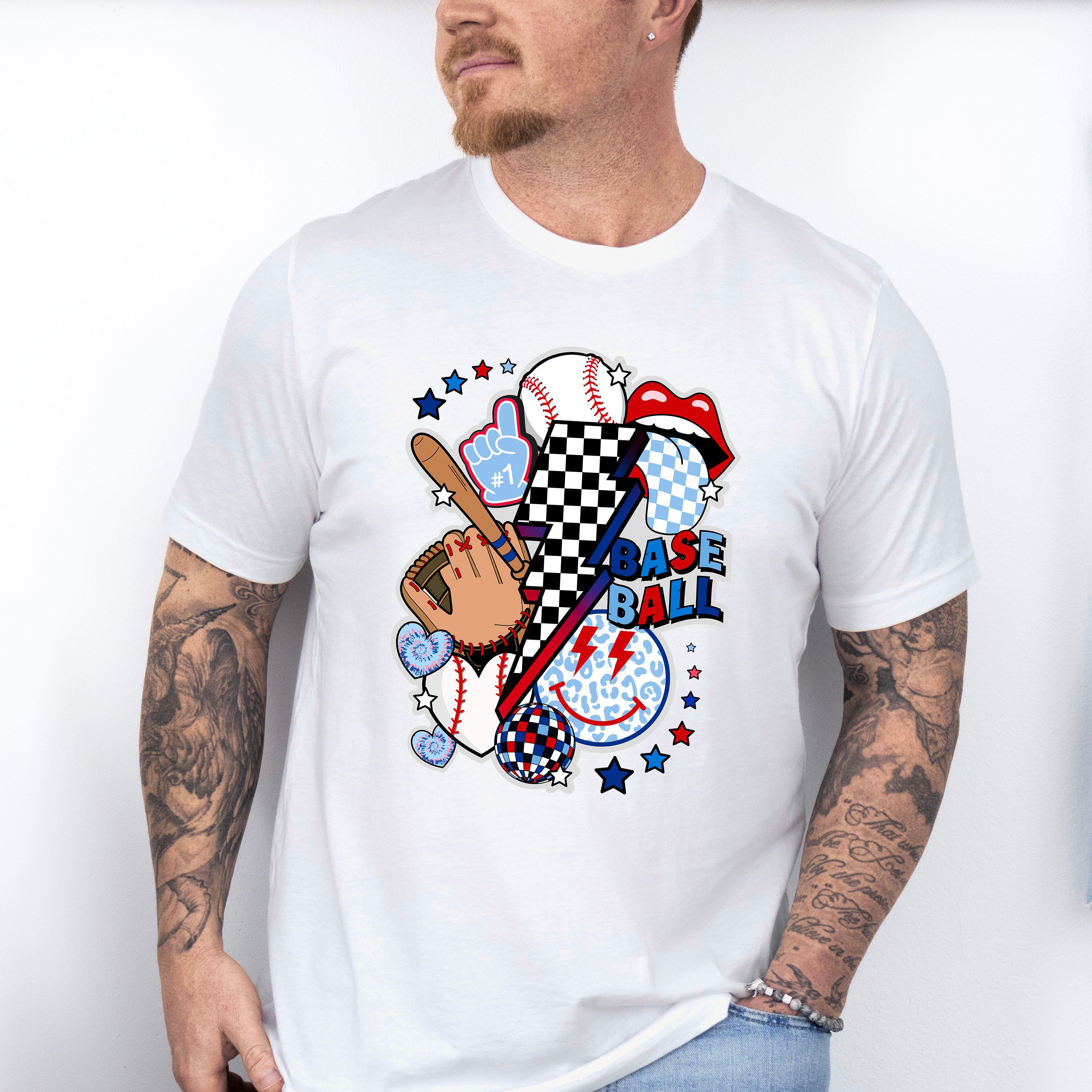 Baseball Doodles Design - Baseball Unisex Crewneck T-Shirt Sweatshirt Hoodie