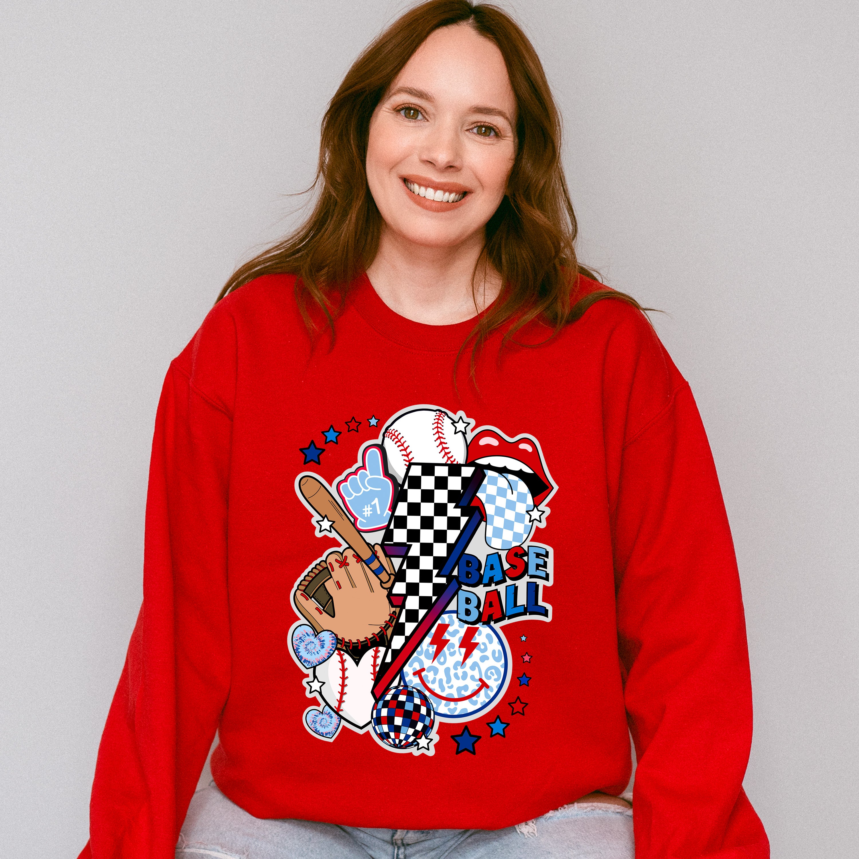 Baseball Doodles Design - Baseball Unisex Crewneck T-Shirt Sweatshirt Hoodie