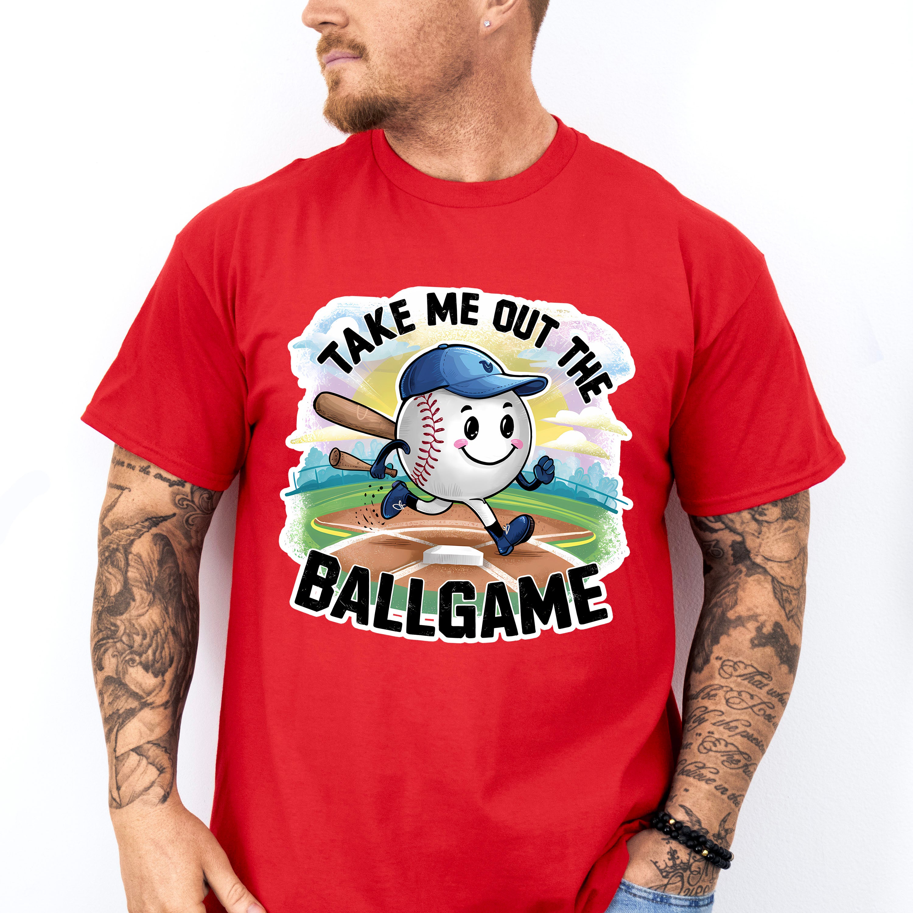 Take Me Out The Ball Game Running Ball Design - Baseball Unisex Crewneck T-Shirt Sweatshirt Hoodie