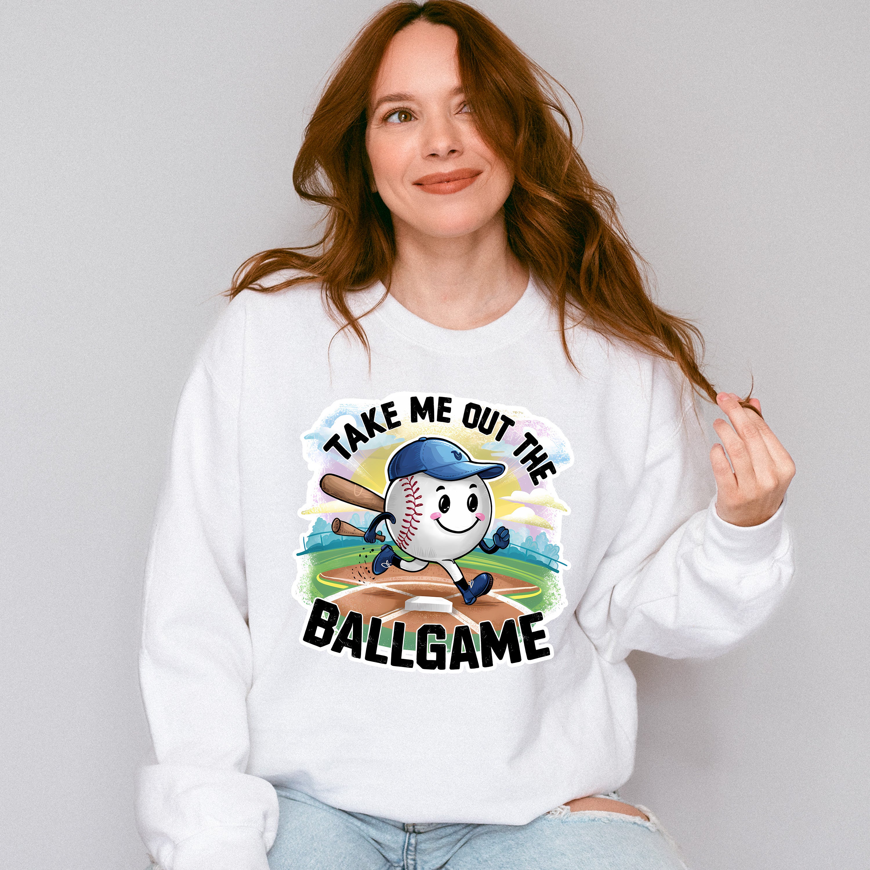 Take Me Out The Ball Game Running Ball Design - Baseball Unisex Crewneck T-Shirt Sweatshirt Hoodie