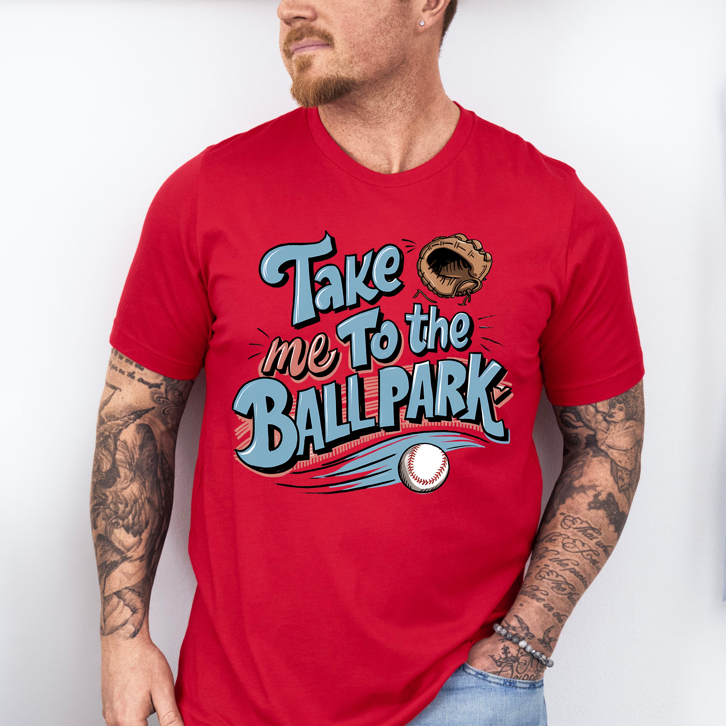 Take Me To The Ballpark Glove Design - Baseball Unisex Crewneck T-Shirt Sweatshirt Hoodie