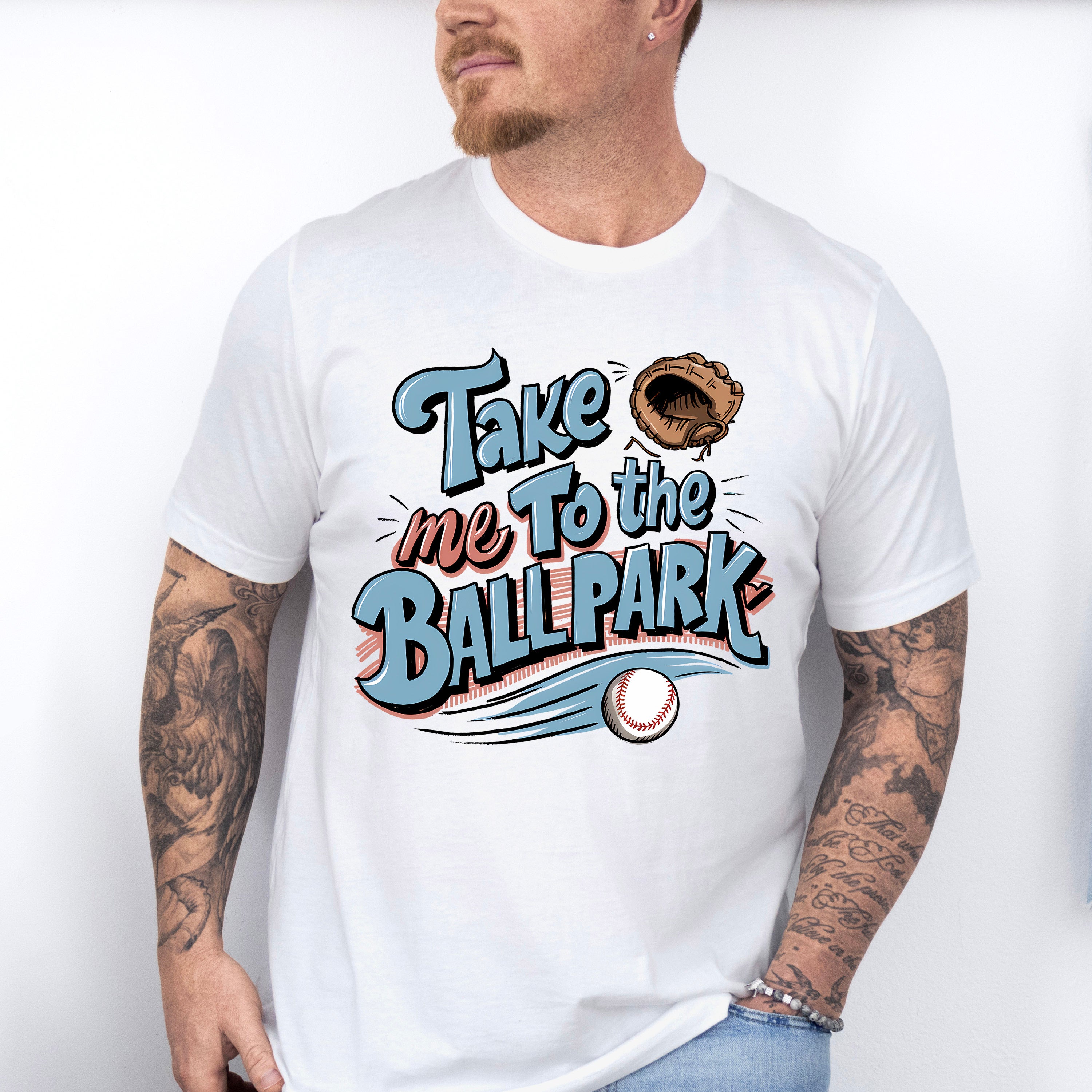 Take Me To The Ballpark Glove Design - Baseball Unisex Crewneck T-Shirt Sweatshirt Hoodie