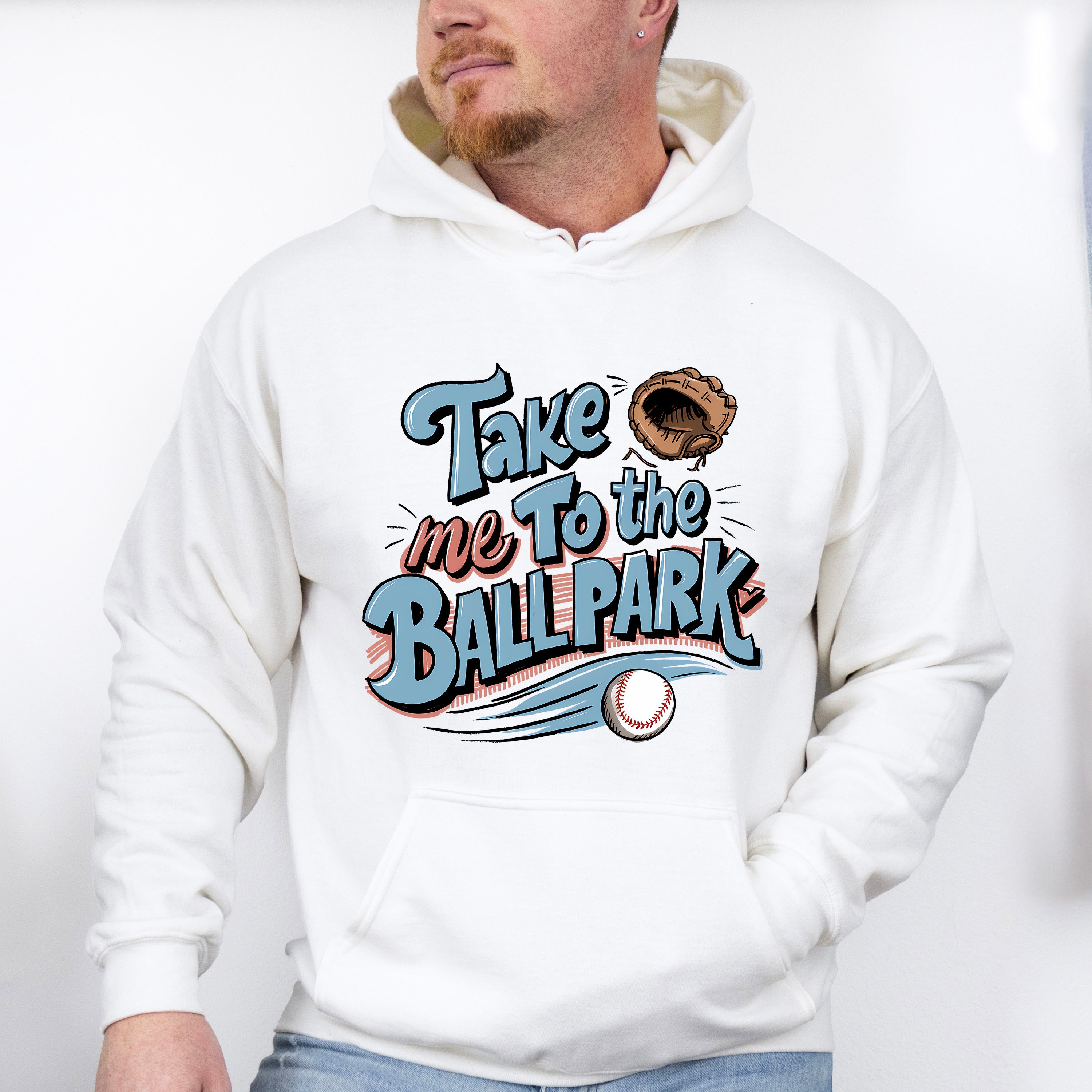 Take Me To The Ballpark Glove Design - Baseball Unisex Crewneck T-Shirt Sweatshirt Hoodie