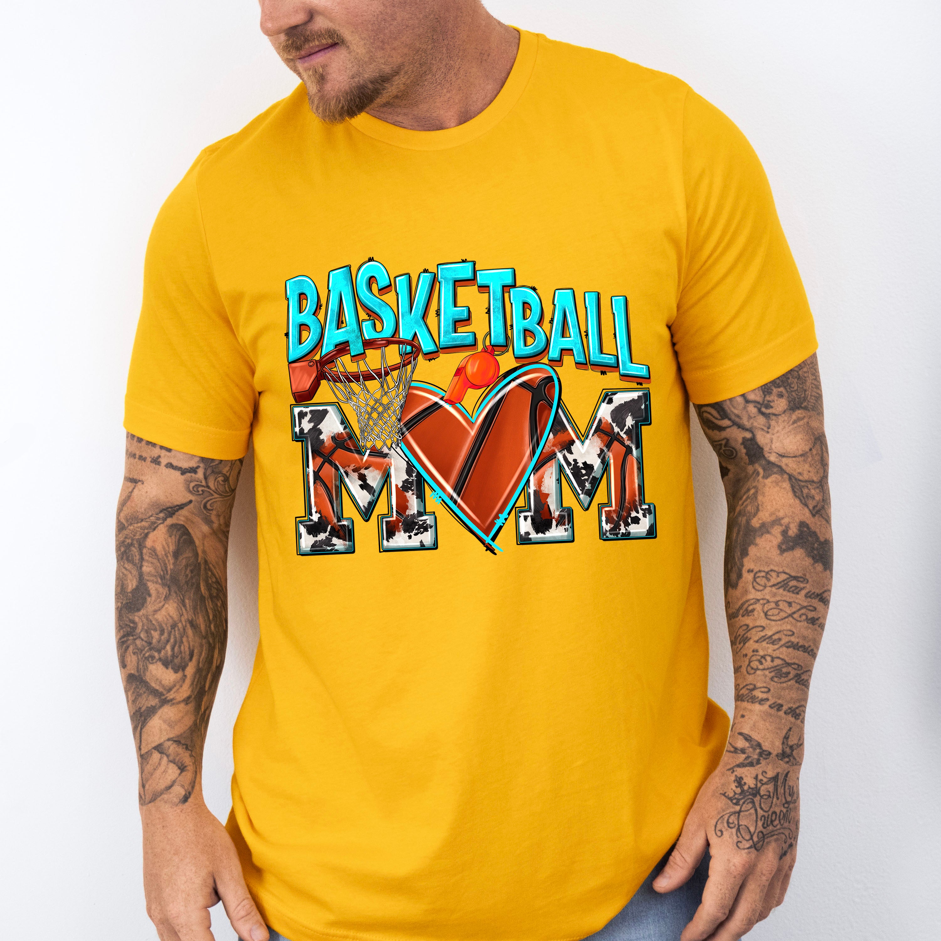 Turquoise Basketball Mom Design - Basketball Unisex Crewneck T-Shirt Sweatshirt Hoodie