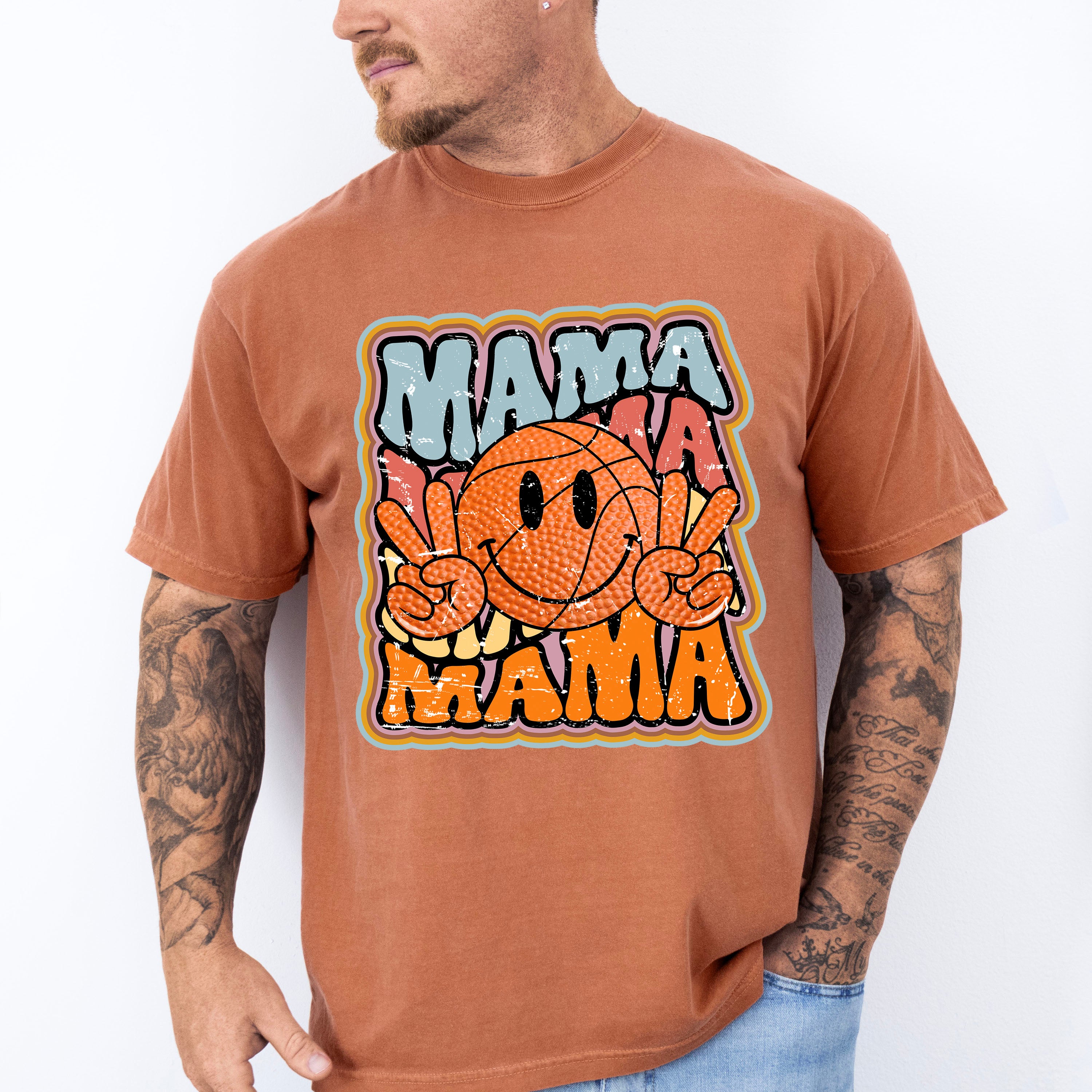 Smiley Basketball Mama Design - Basketball Unisex Crewneck T-Shirt Sweatshirt Hoodie