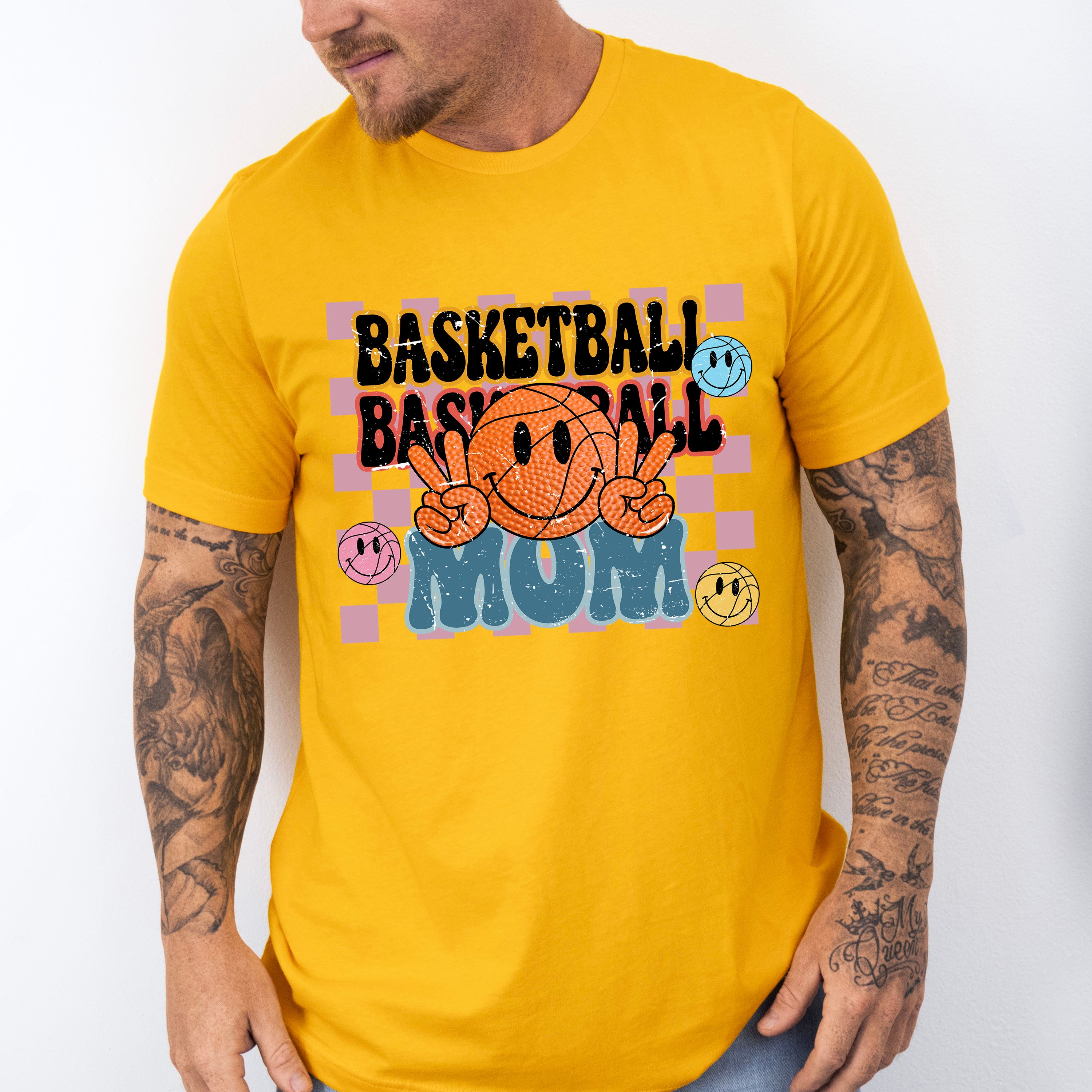 Smiley Basketball Mom Design - Basketball Unisex Crewneck T-Shirt Sweatshirt Hoodie