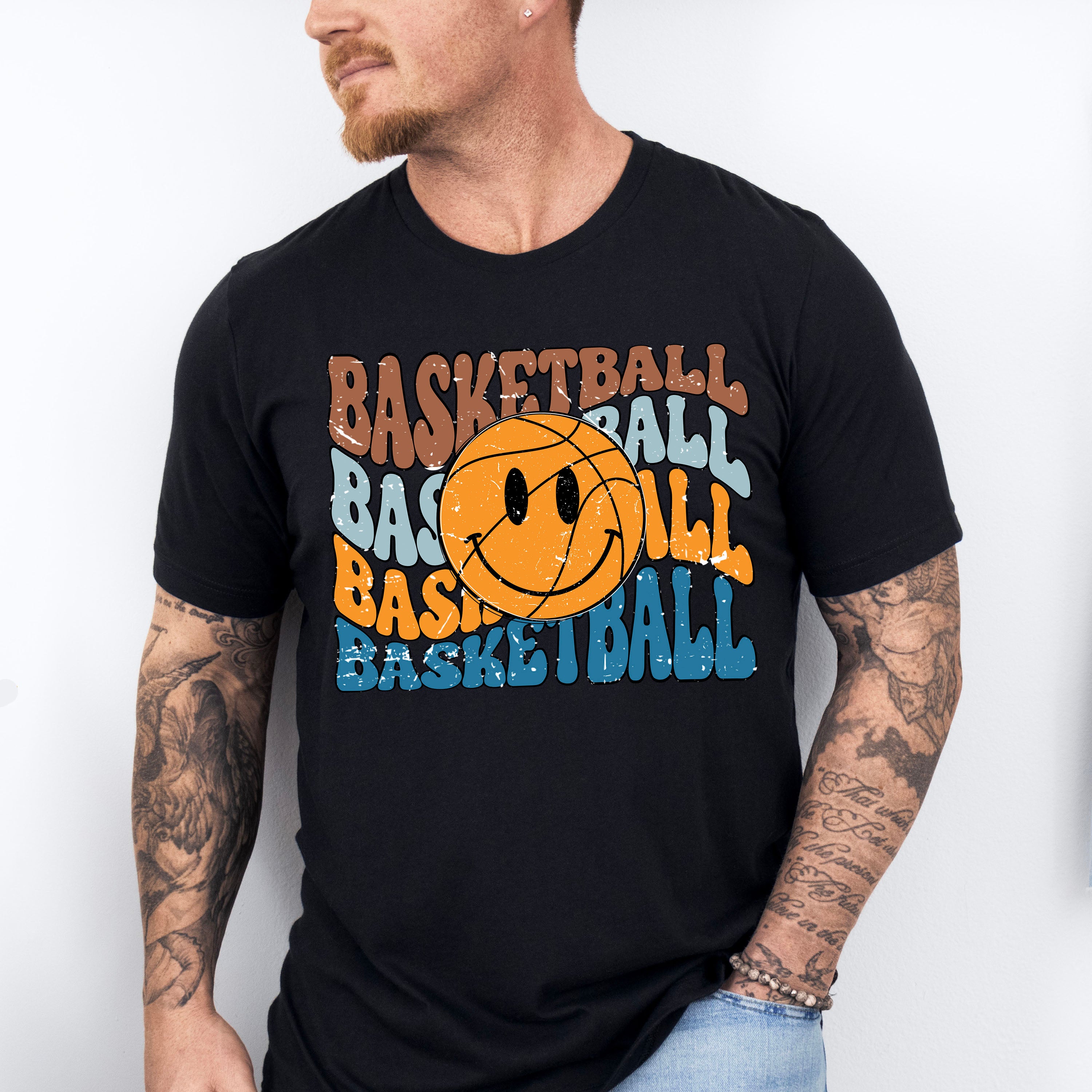 Smiley Basketball Design - Basketball Unisex Crewneck T-Shirt Sweatshirt Hoodie