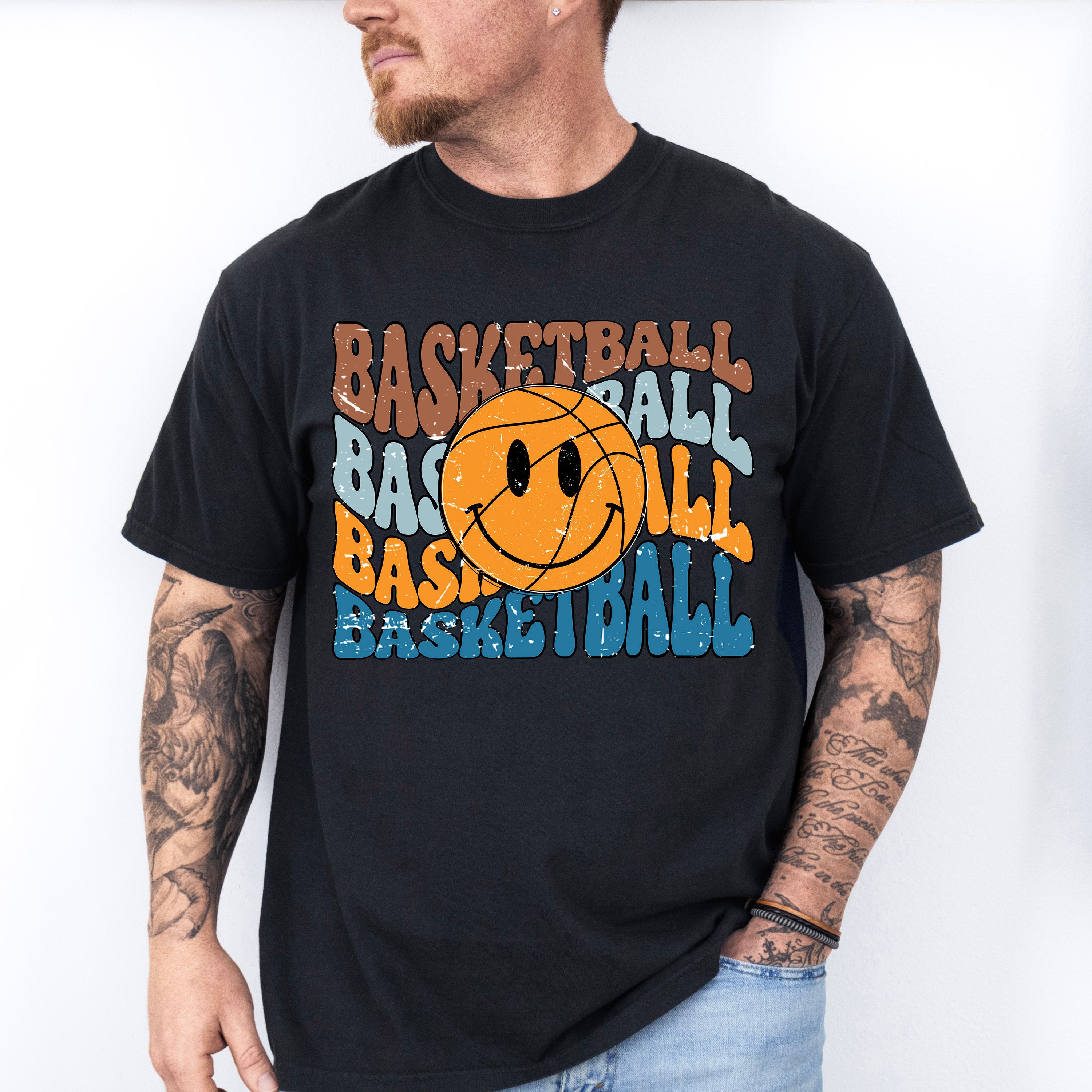 Smiley Basketball Design - Basketball Unisex Crewneck T-Shirt Sweatshirt Hoodie