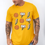 Ball Basket Lightning Doodles Design - Basketball Unisex Crewneck T-Shirt Sweatshirt Hoodie