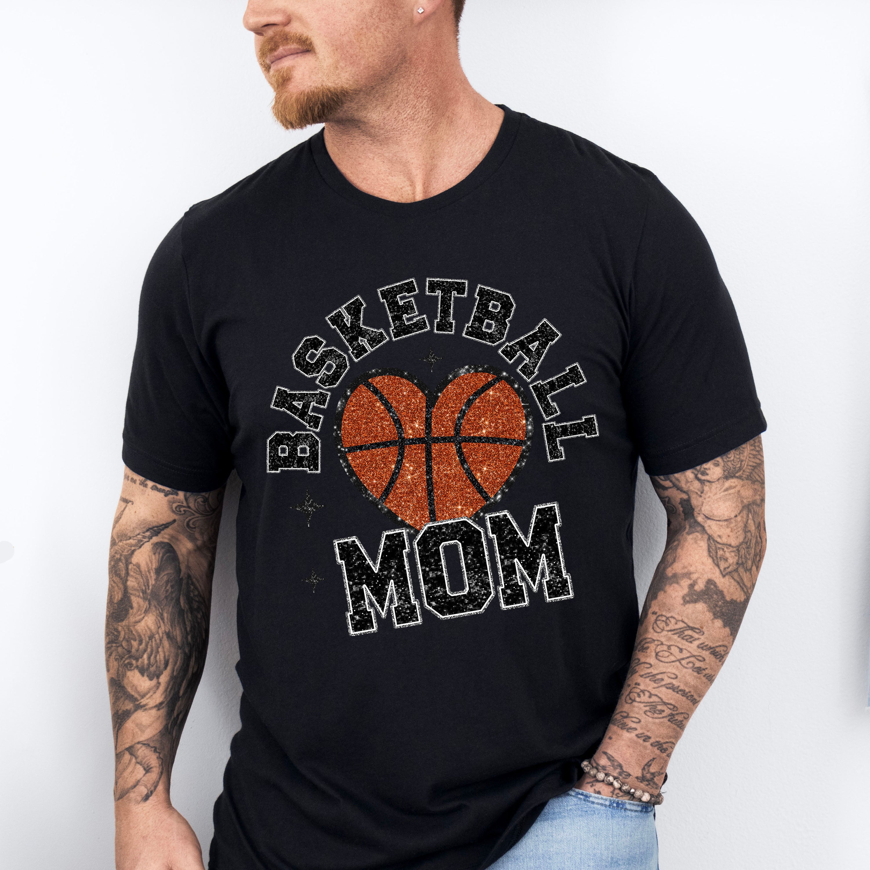 Basketball Mom Glitter Design - Basketball Unisex Crewneck T-Shirt Sweatshirt Hoodie