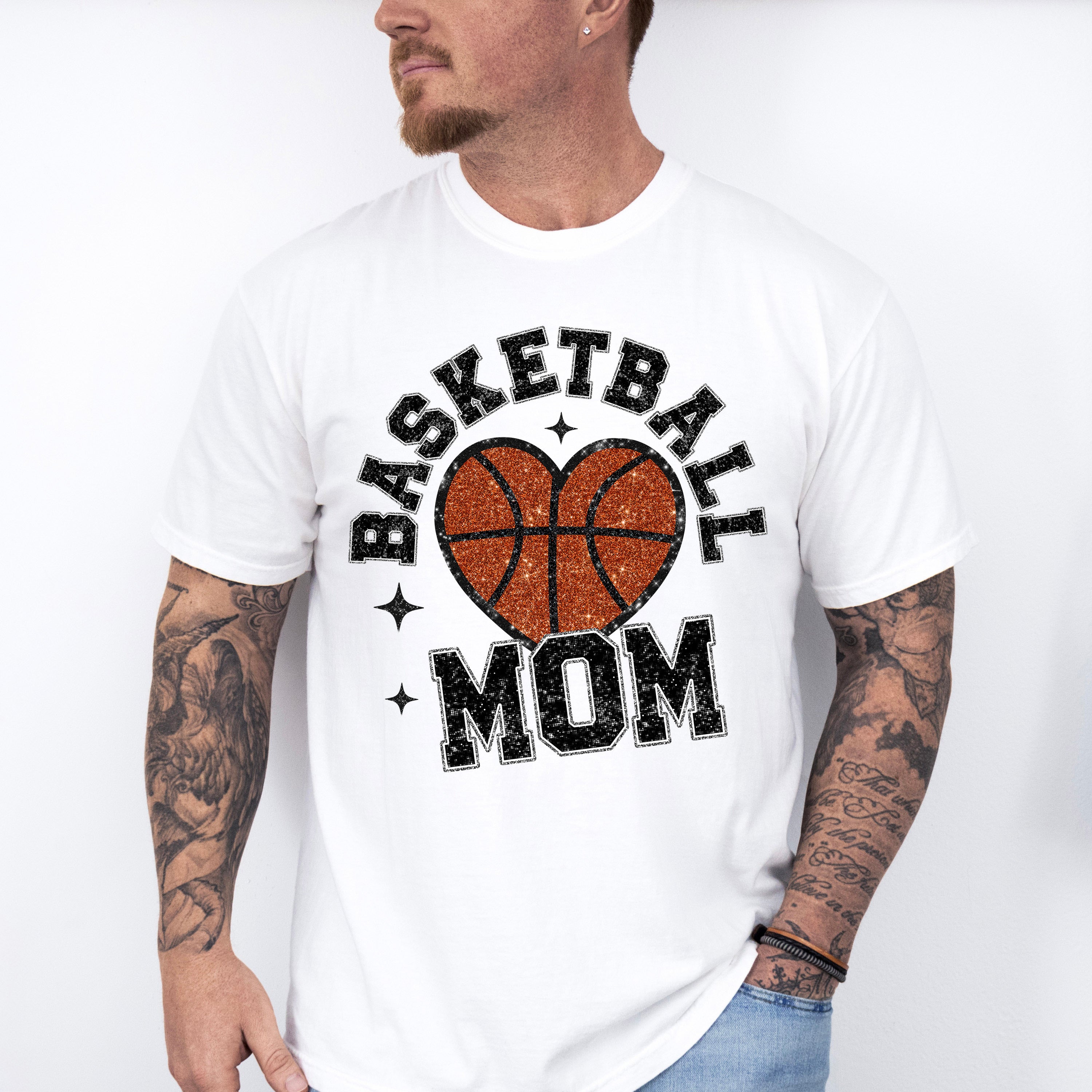 Basketball Mom Glitter Design - Basketball Unisex Crewneck T-Shirt Sweatshirt Hoodie