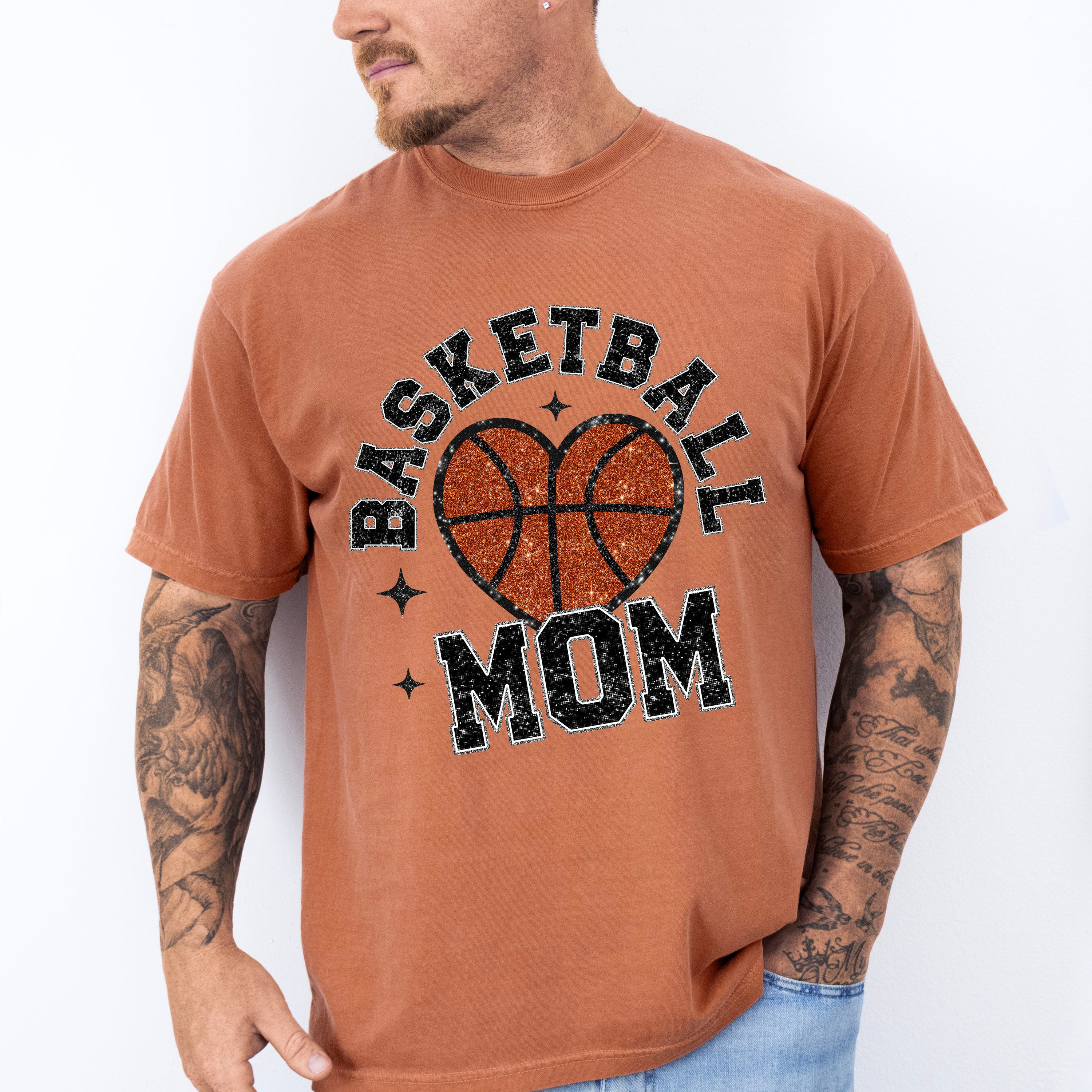 Basketball Mom Glitter Design - Basketball Unisex Crewneck T-Shirt Sweatshirt Hoodie