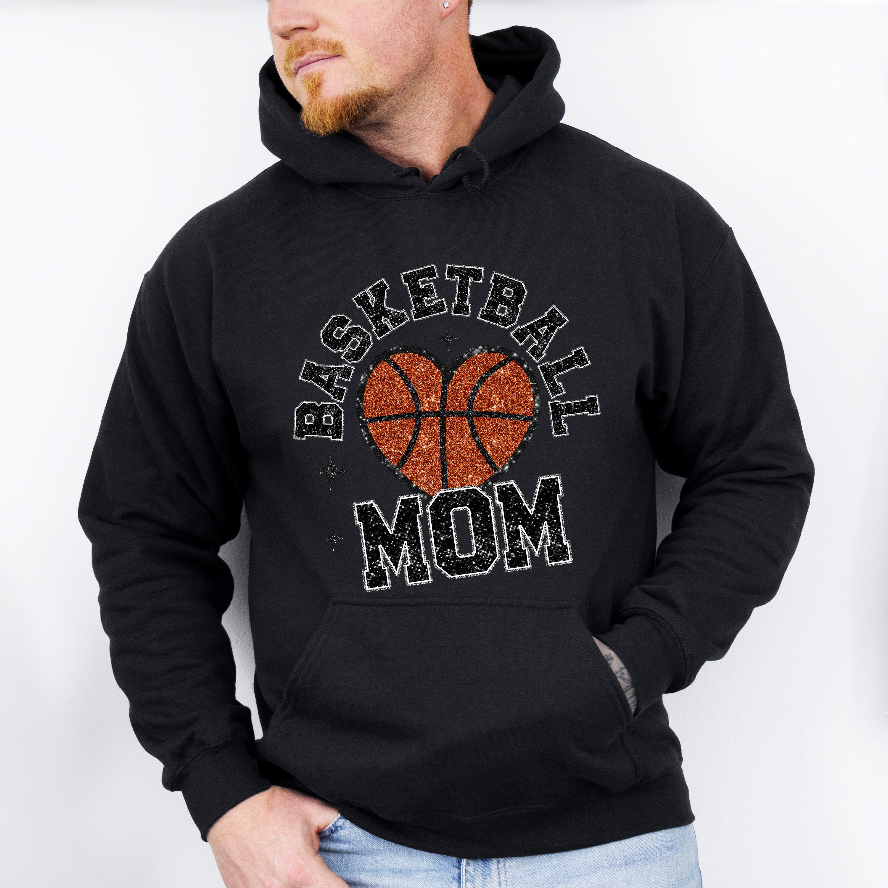 Basketball Mom Glitter Design - Basketball Unisex Crewneck T-Shirt Sweatshirt Hoodie