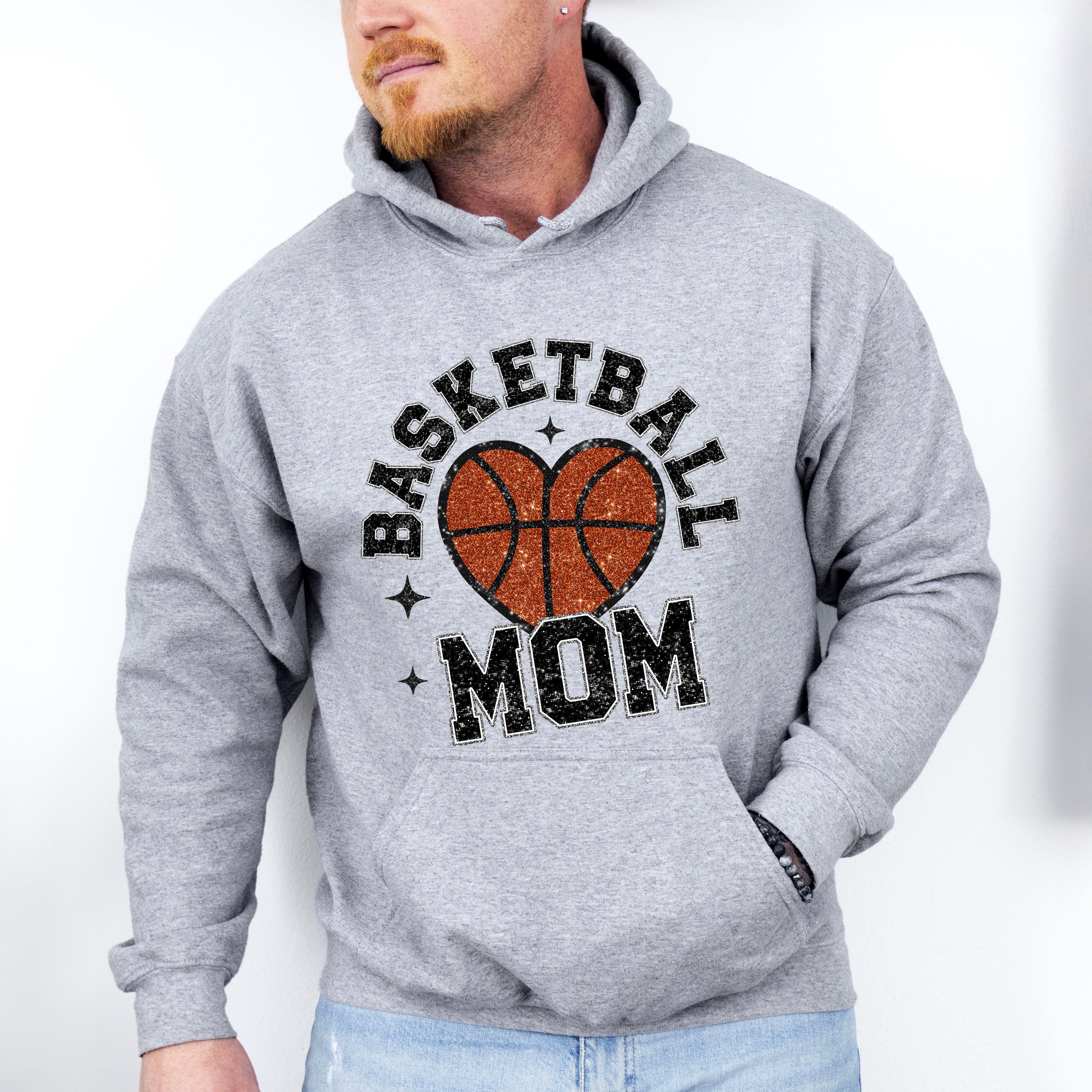Basketball Mom Glitter Design - Basketball Unisex Crewneck T-Shirt Sweatshirt Hoodie