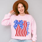 US Flag Cheerleader Ribbon Design - Cheerleader Unisex Crewneck T-Shirt Sweatshirt Hoodie