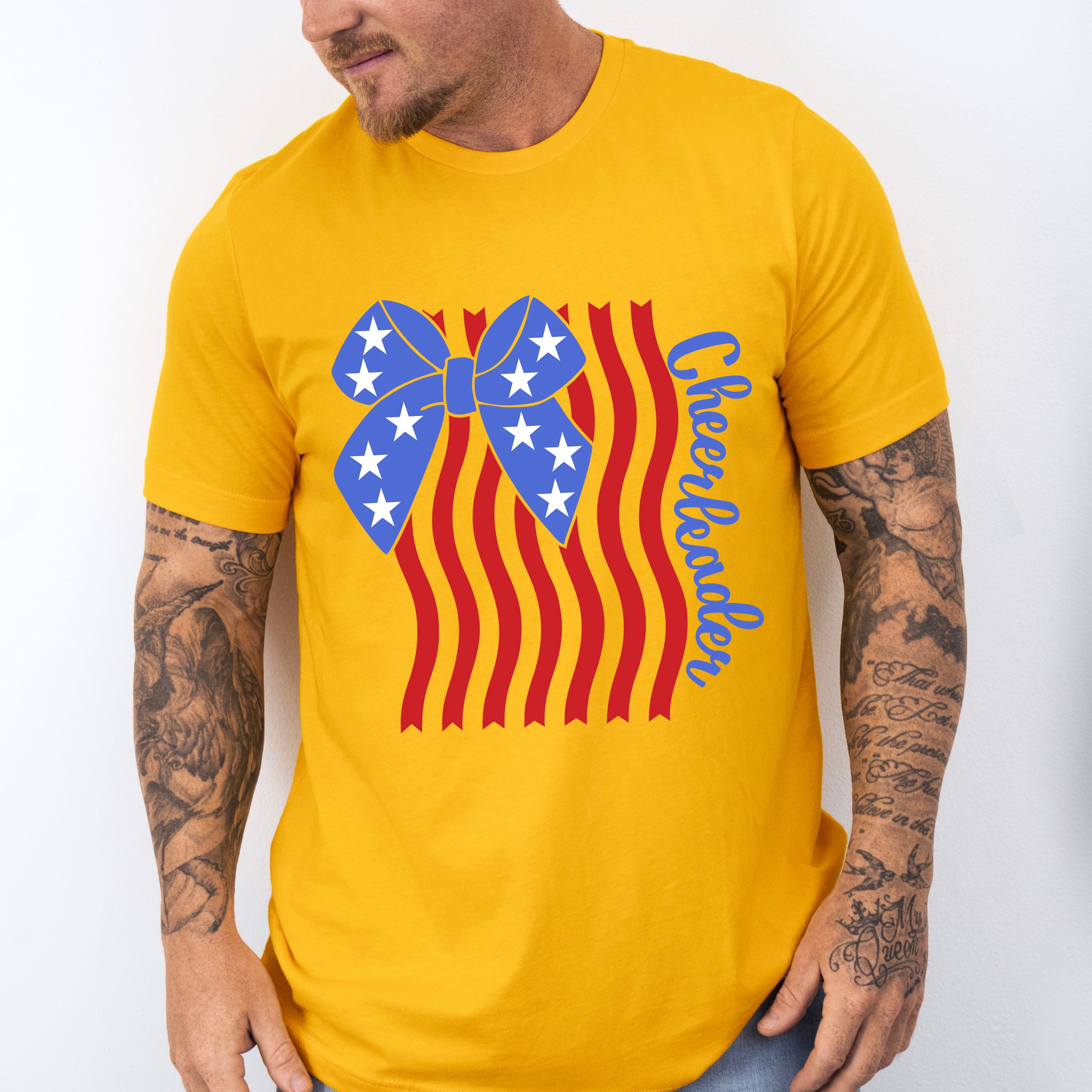 US Flag Cheerleader Ribbon Design - Cheerleader Unisex Crewneck T-Shirt Sweatshirt Hoodie