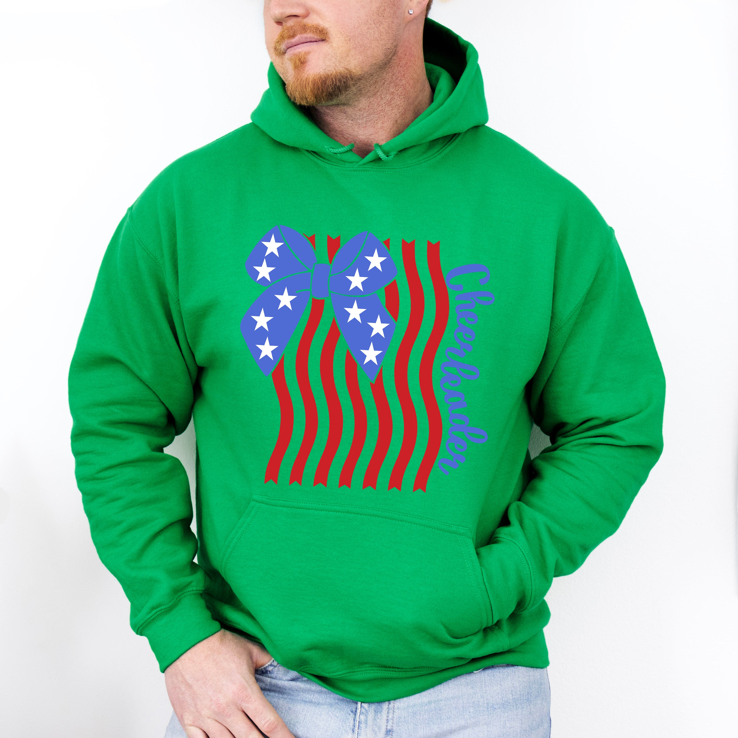 US Flag Cheerleader Ribbon Design - Cheerleader Unisex Crewneck T-Shirt Sweatshirt Hoodie