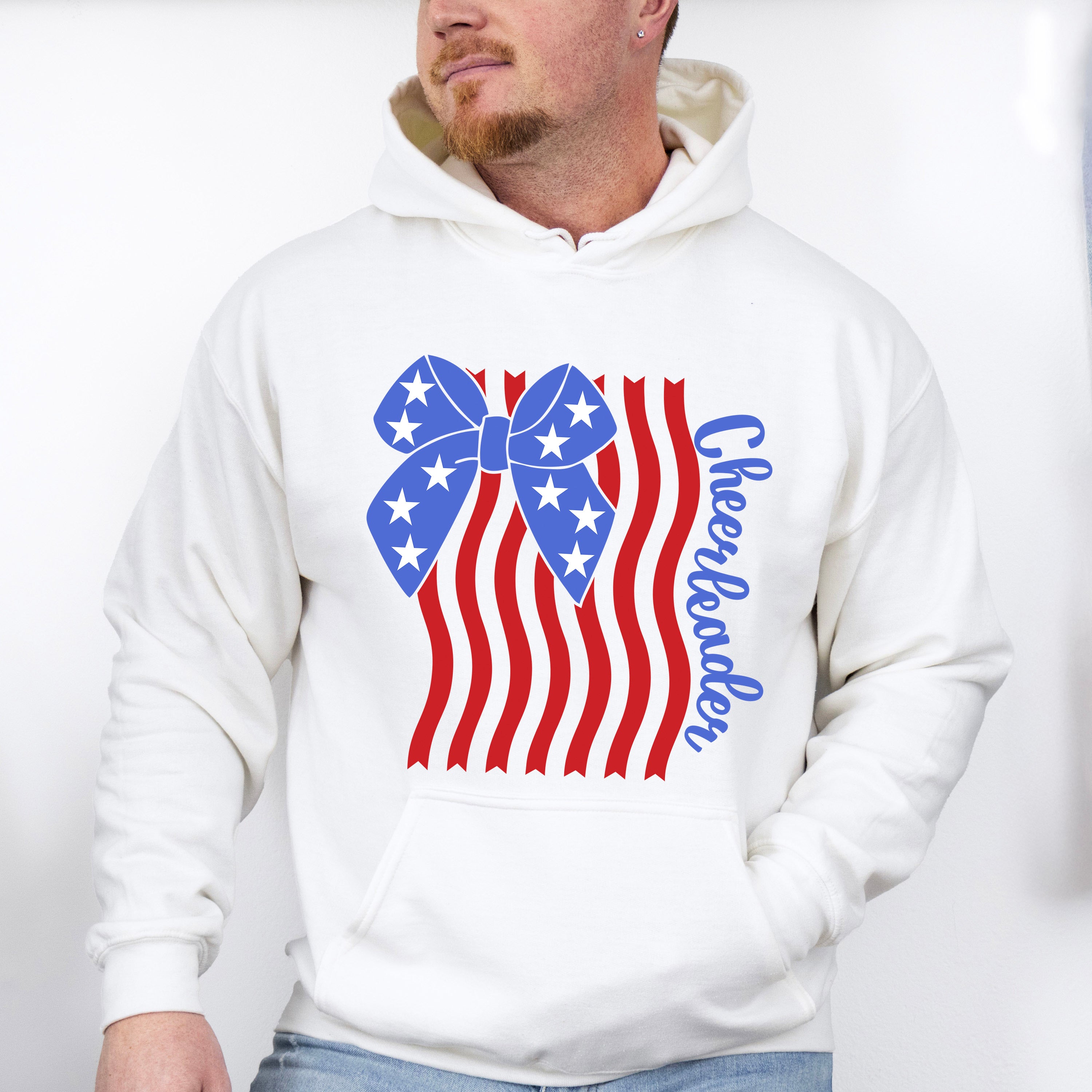 US Flag Cheerleader Ribbon Design - Cheerleader Unisex Crewneck T-Shirt Sweatshirt Hoodie