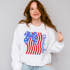 US Flag Cheerleader Ribbon Design - Cheerleader Unisex Crewneck T-Shirt Sweatshirt Hoodie