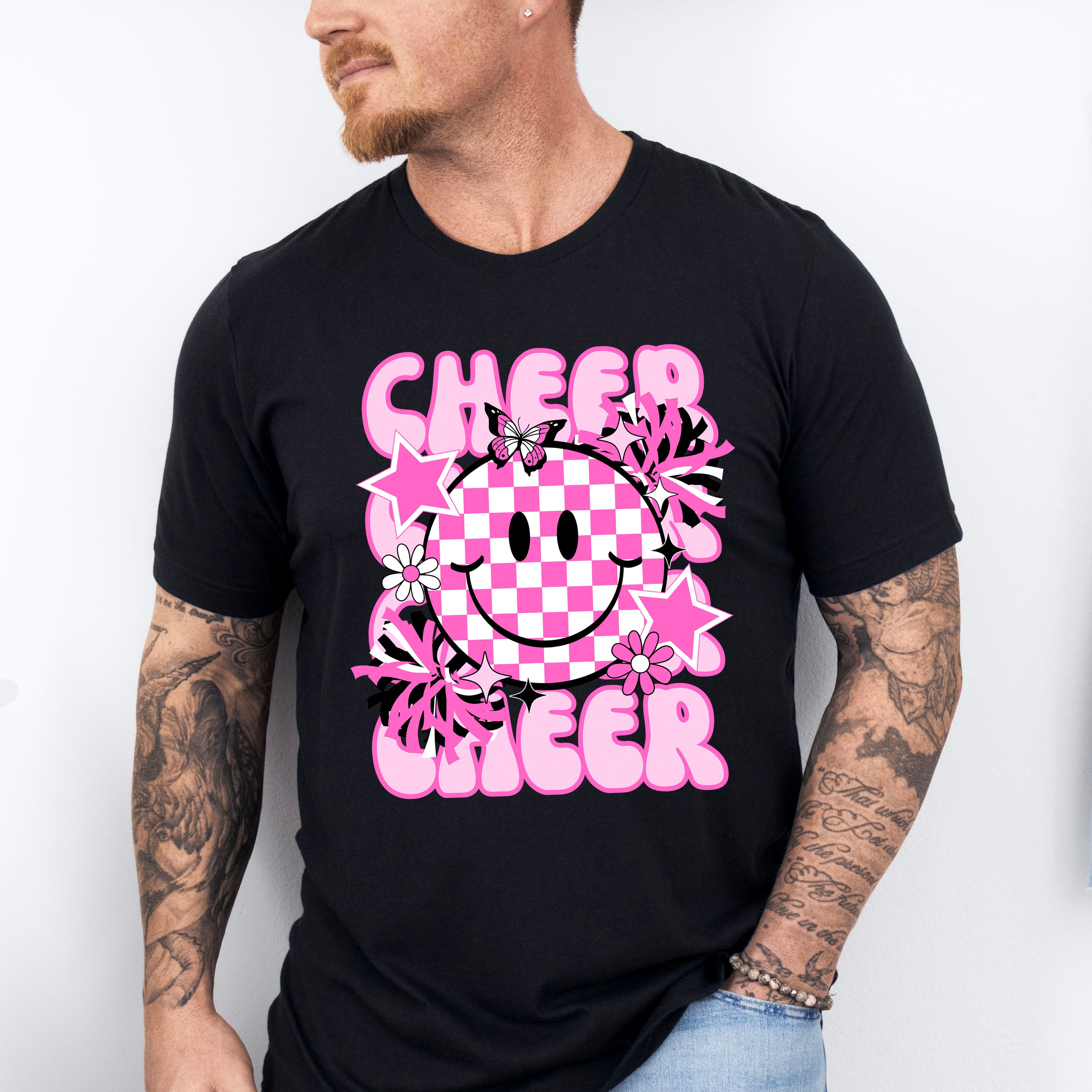 Pink Cheerleader Smiley Design - Cheerleader Unisex Crewneck T-Shirt Sweatshirt Hoodie