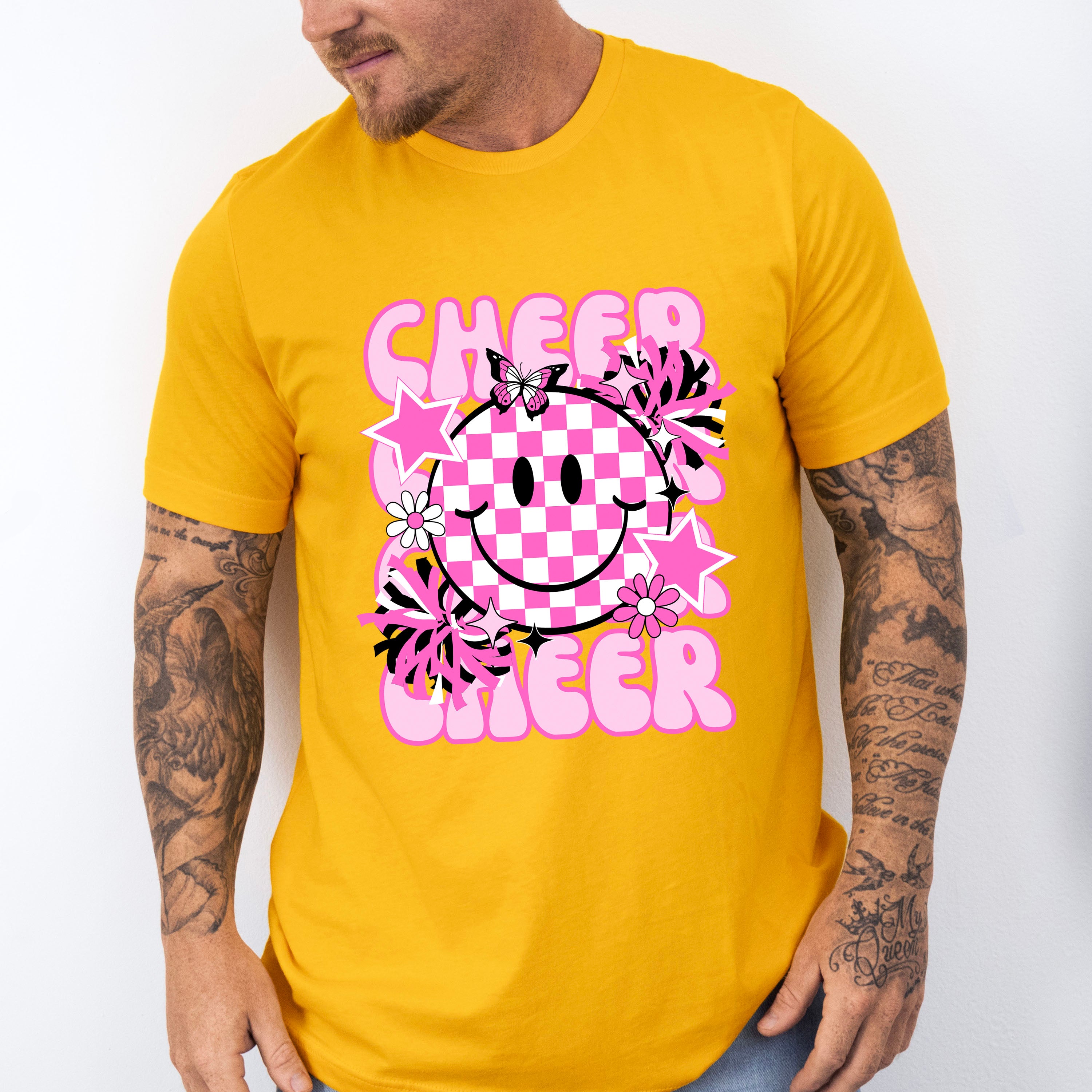 Pink Cheerleader Smiley Design - Cheerleader Unisex Crewneck T-Shirt Sweatshirt Hoodie