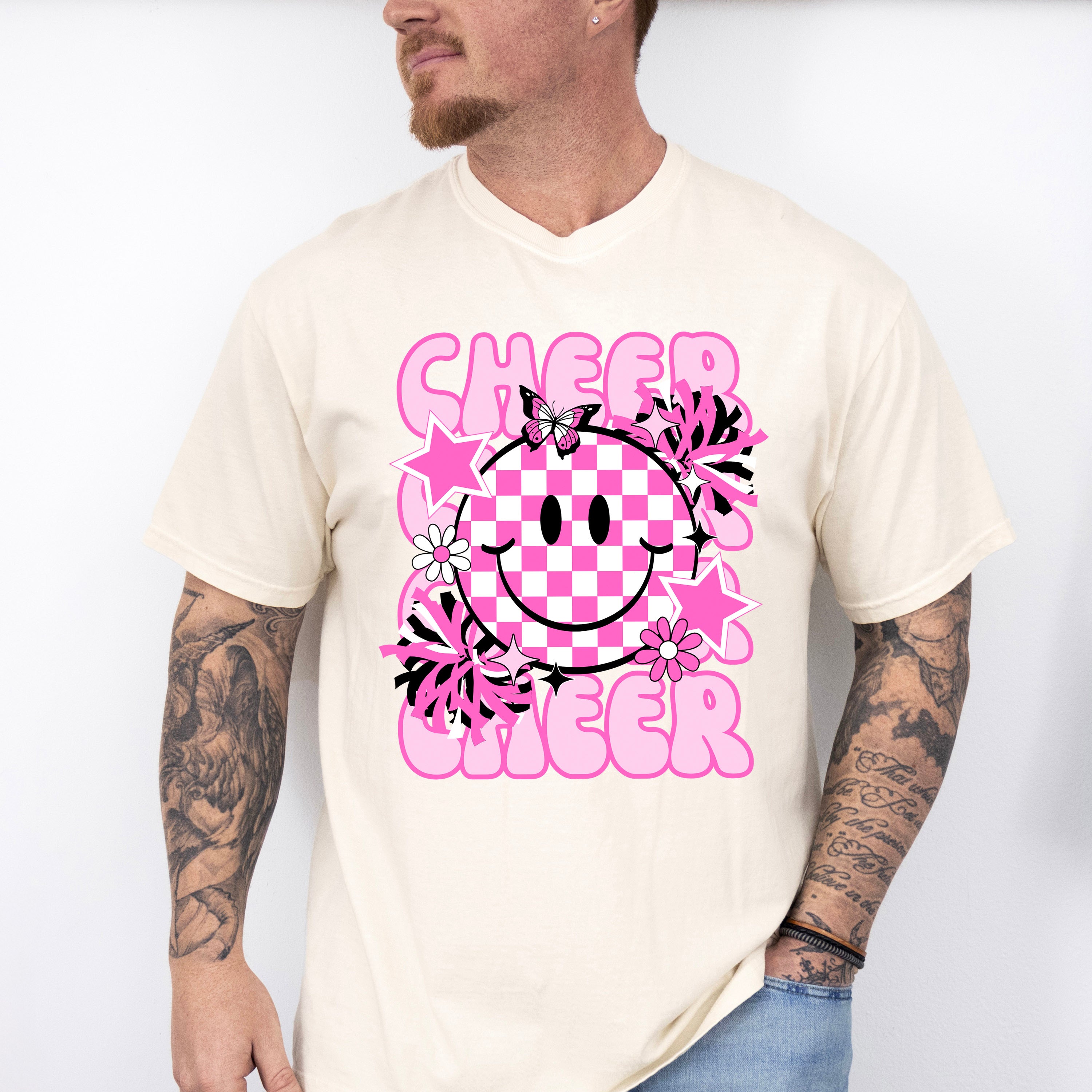 Pink Cheerleader Smiley Design - Cheerleader Unisex Crewneck T-Shirt Sweatshirt Hoodie