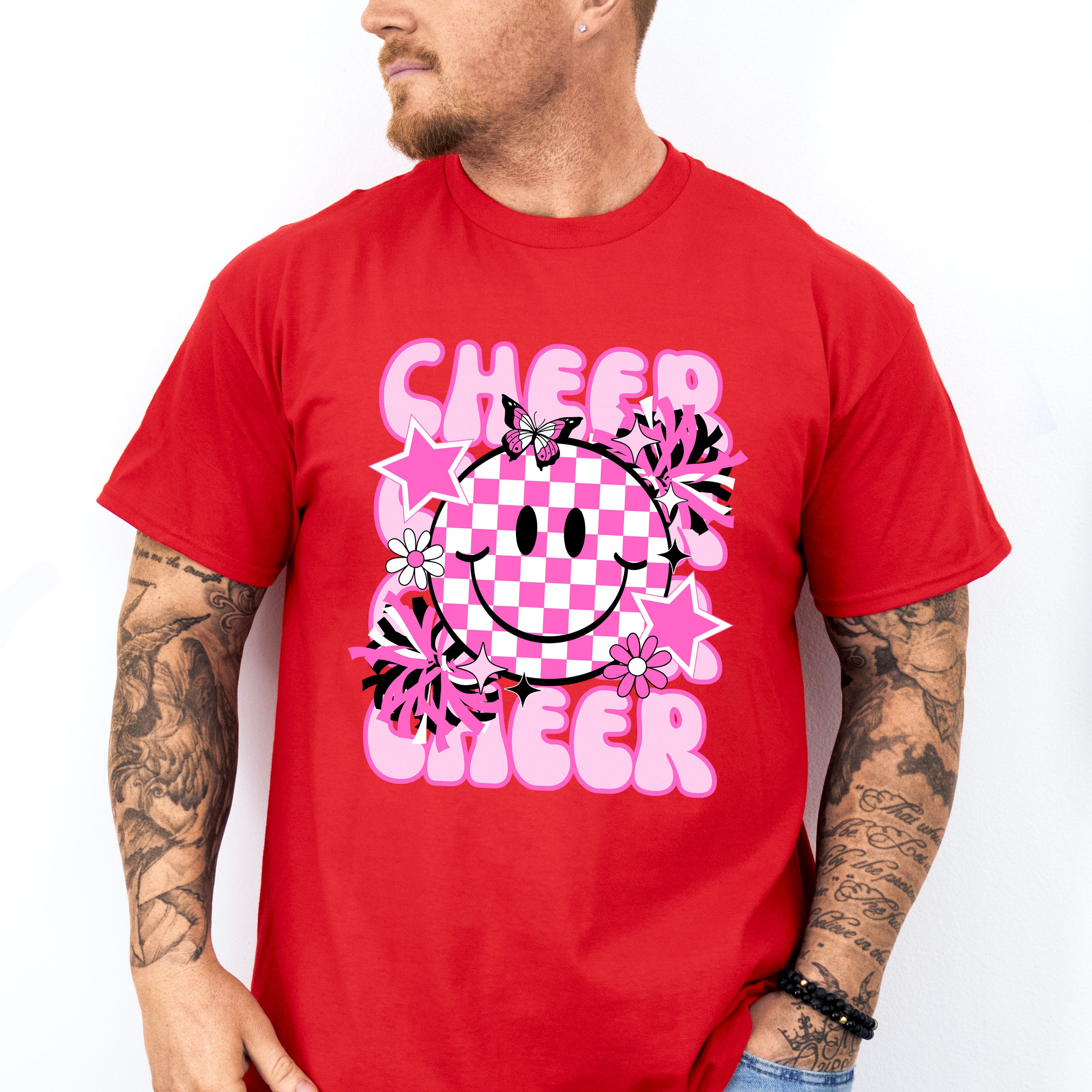 Pink Cheerleader Smiley Design - Cheerleader Unisex Crewneck T-Shirt Sweatshirt Hoodie