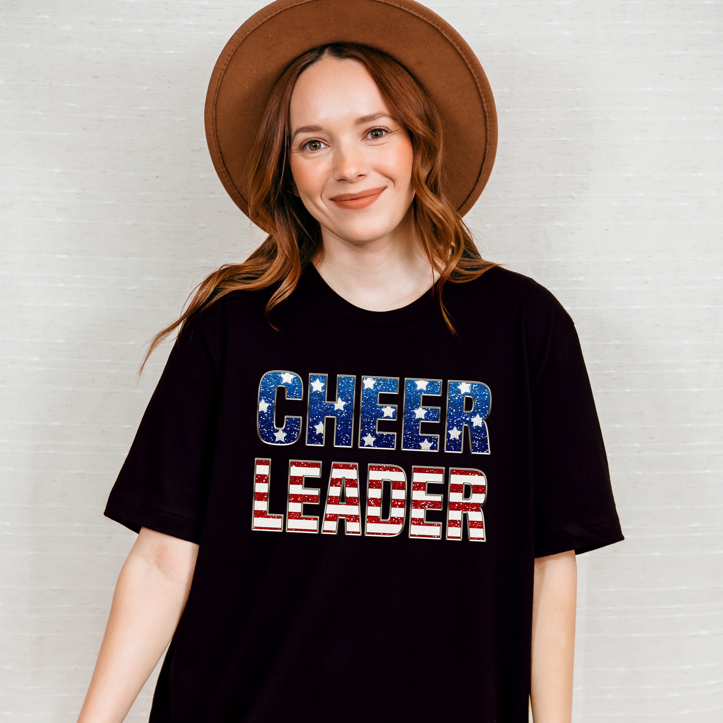 Cheerleader US Flag Design - Cheerleader Unisex Crewneck T-Shirt Sweatshirt Hoodie