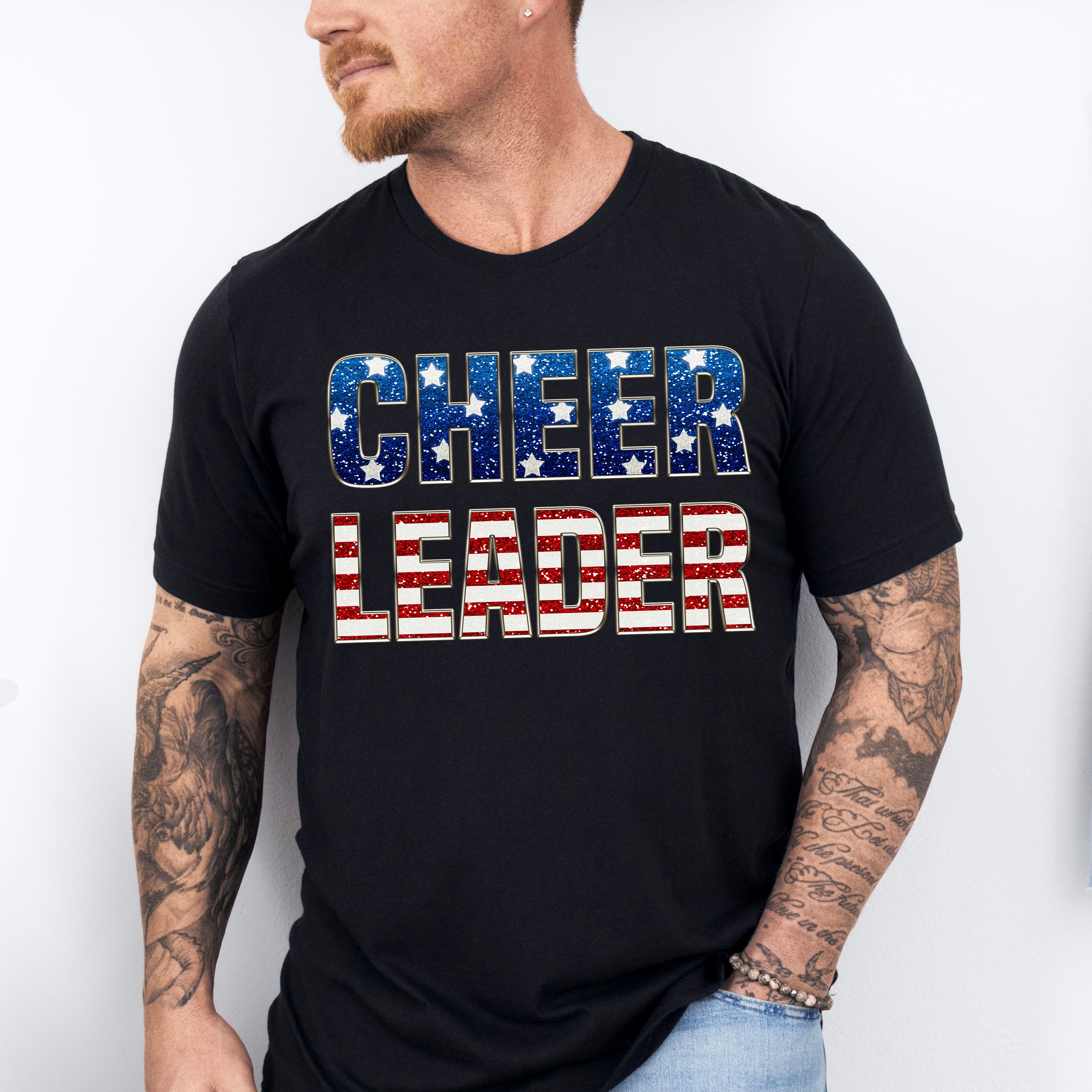 Cheerleader US Flag Design - Cheerleader Unisex Crewneck T-Shirt Sweatshirt Hoodie