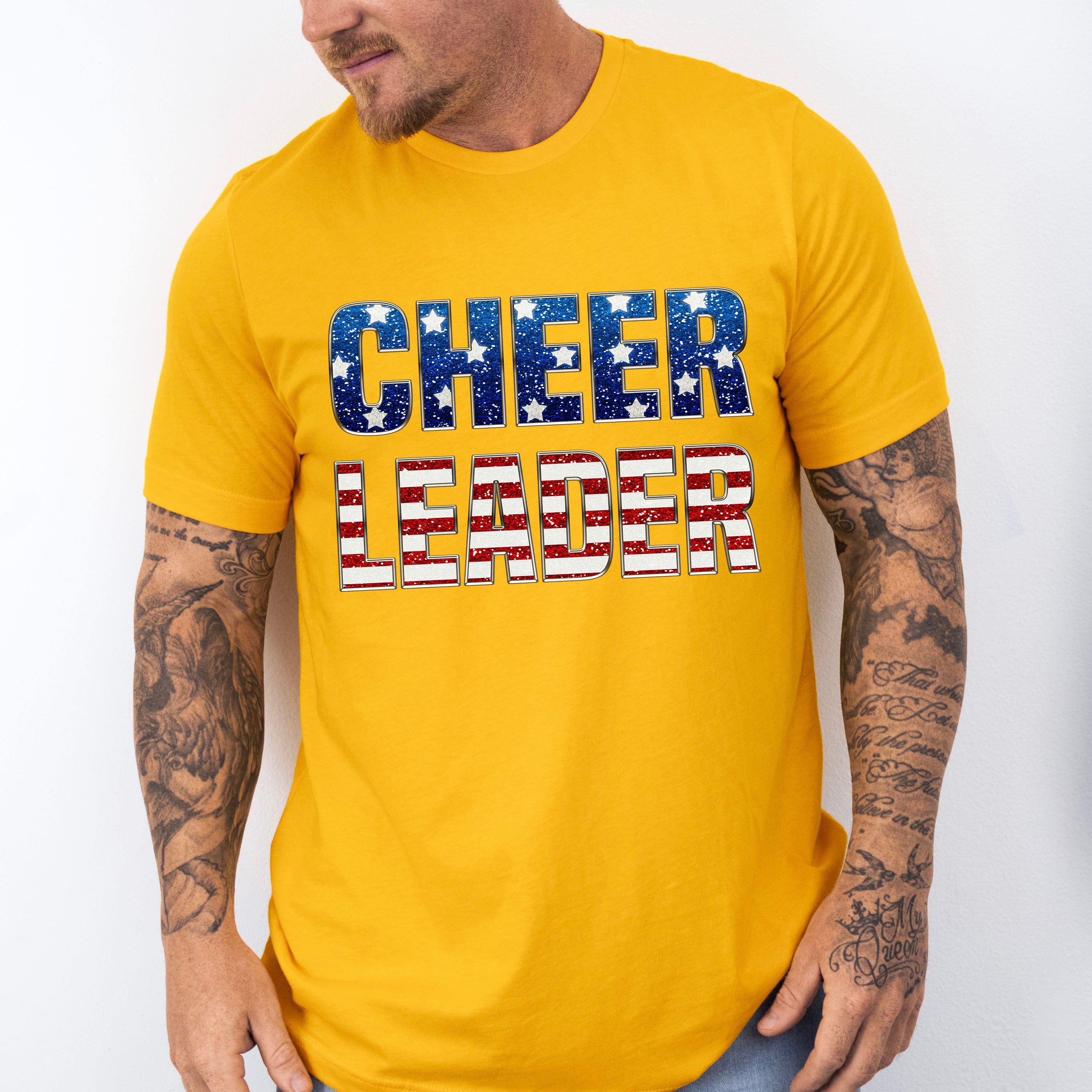 Cheerleader US Flag Design - Cheerleader Unisex Crewneck T-Shirt Sweatshirt Hoodie