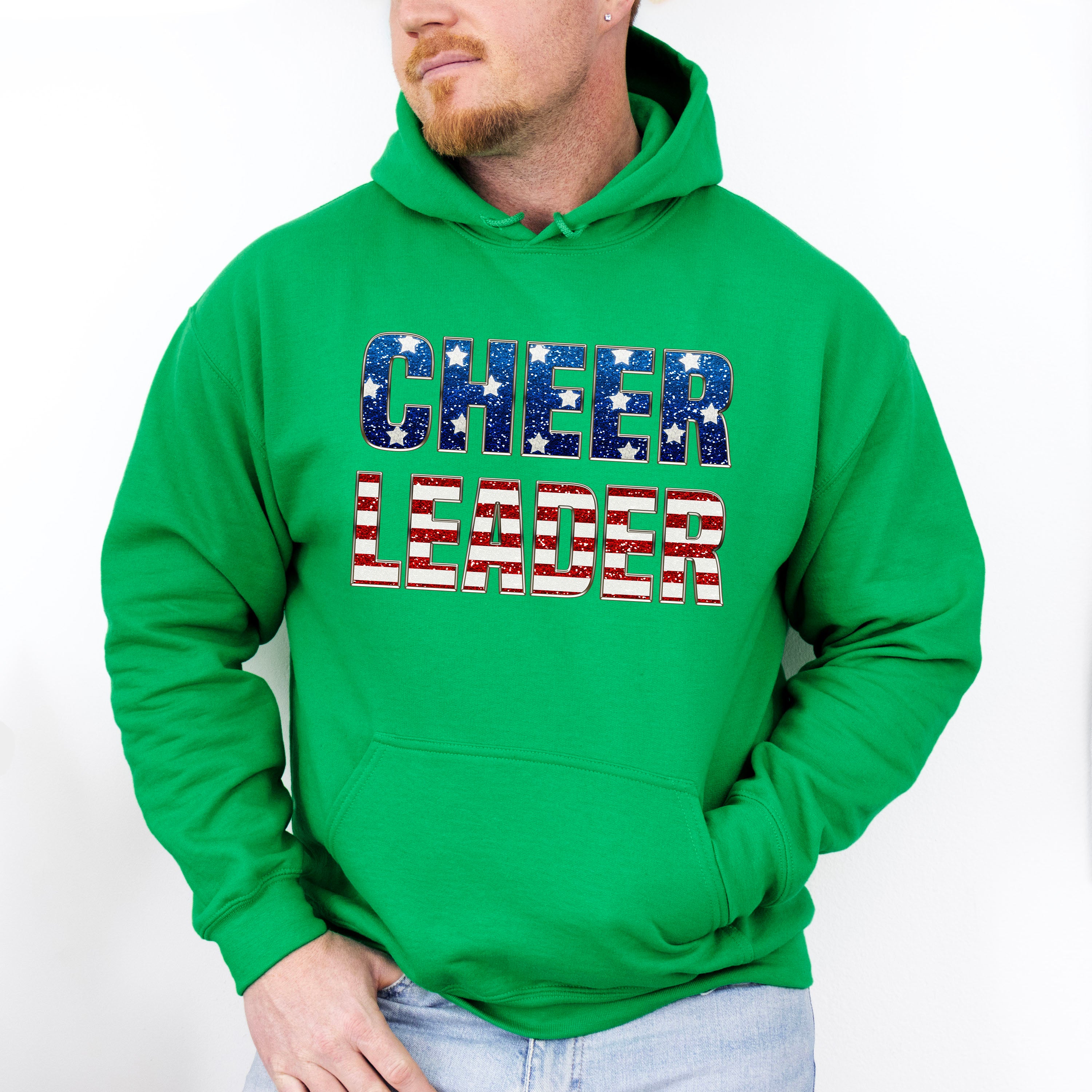Cheerleader US Flag Design - Cheerleader Unisex Crewneck T-Shirt Sweatshirt Hoodie