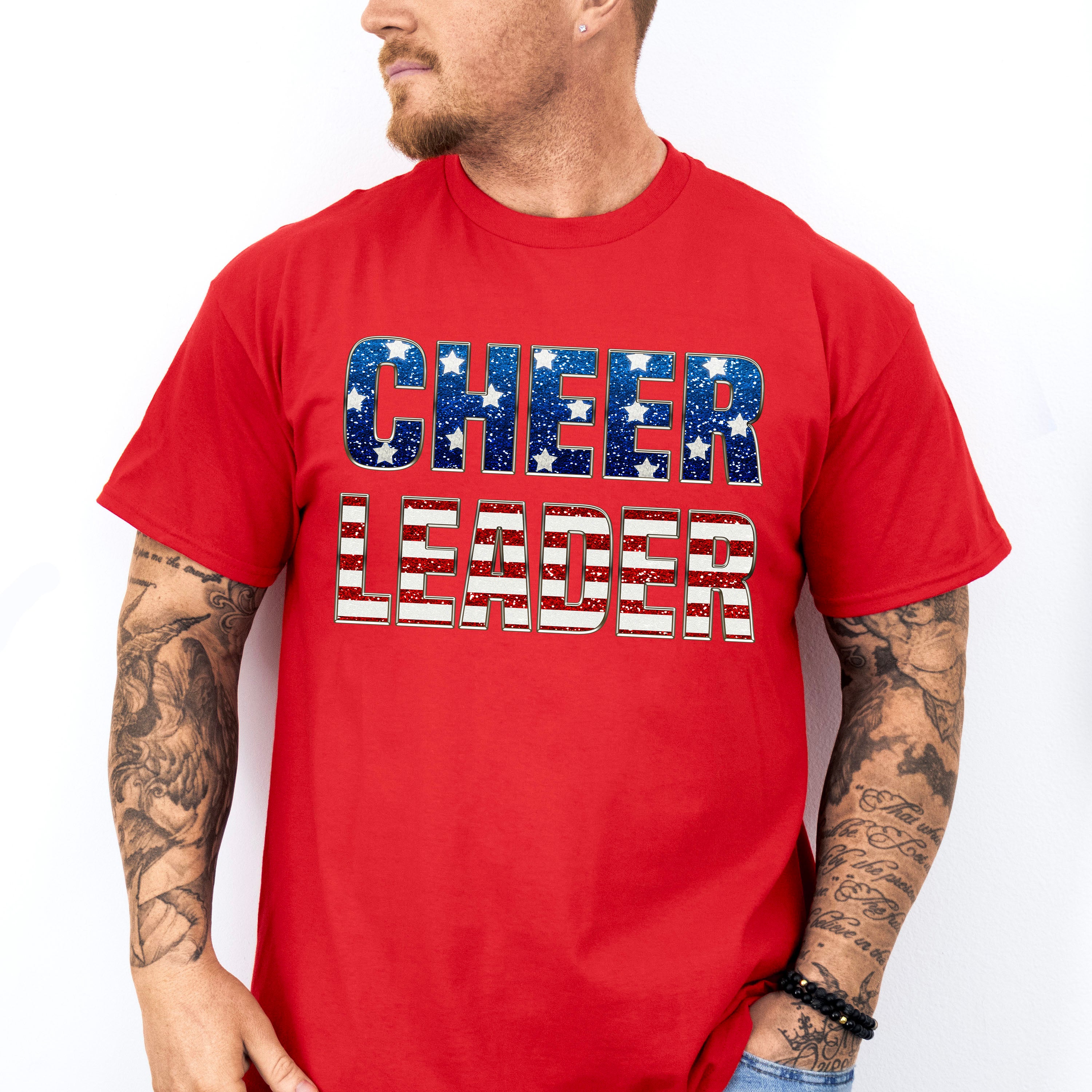 Cheerleader US Flag Design - Cheerleader Unisex Crewneck T-Shirt Sweatshirt Hoodie