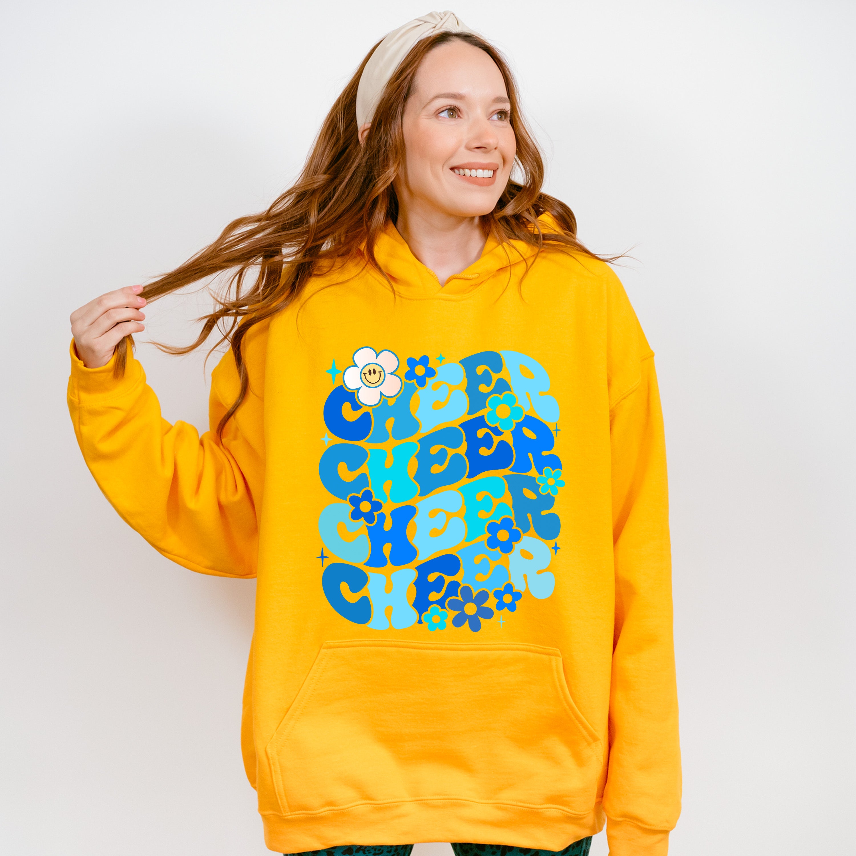 Blue Cheer Floral Design - Cheerleader Unisex Crewneck T-Shirt Sweatshirt Hoodie