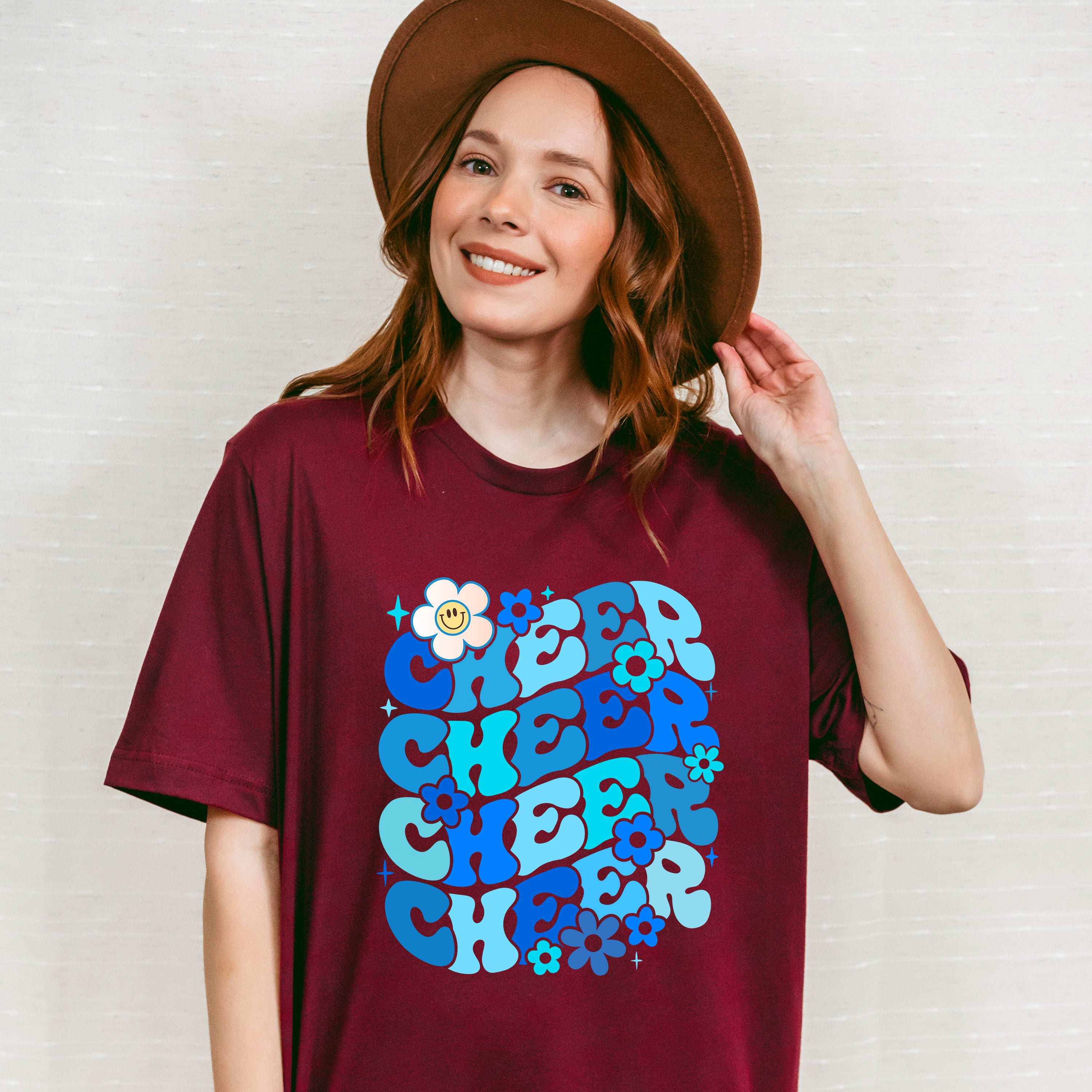 Blue Cheer Floral Design - Cheerleader Unisex Crewneck T-Shirt Sweatshirt Hoodie