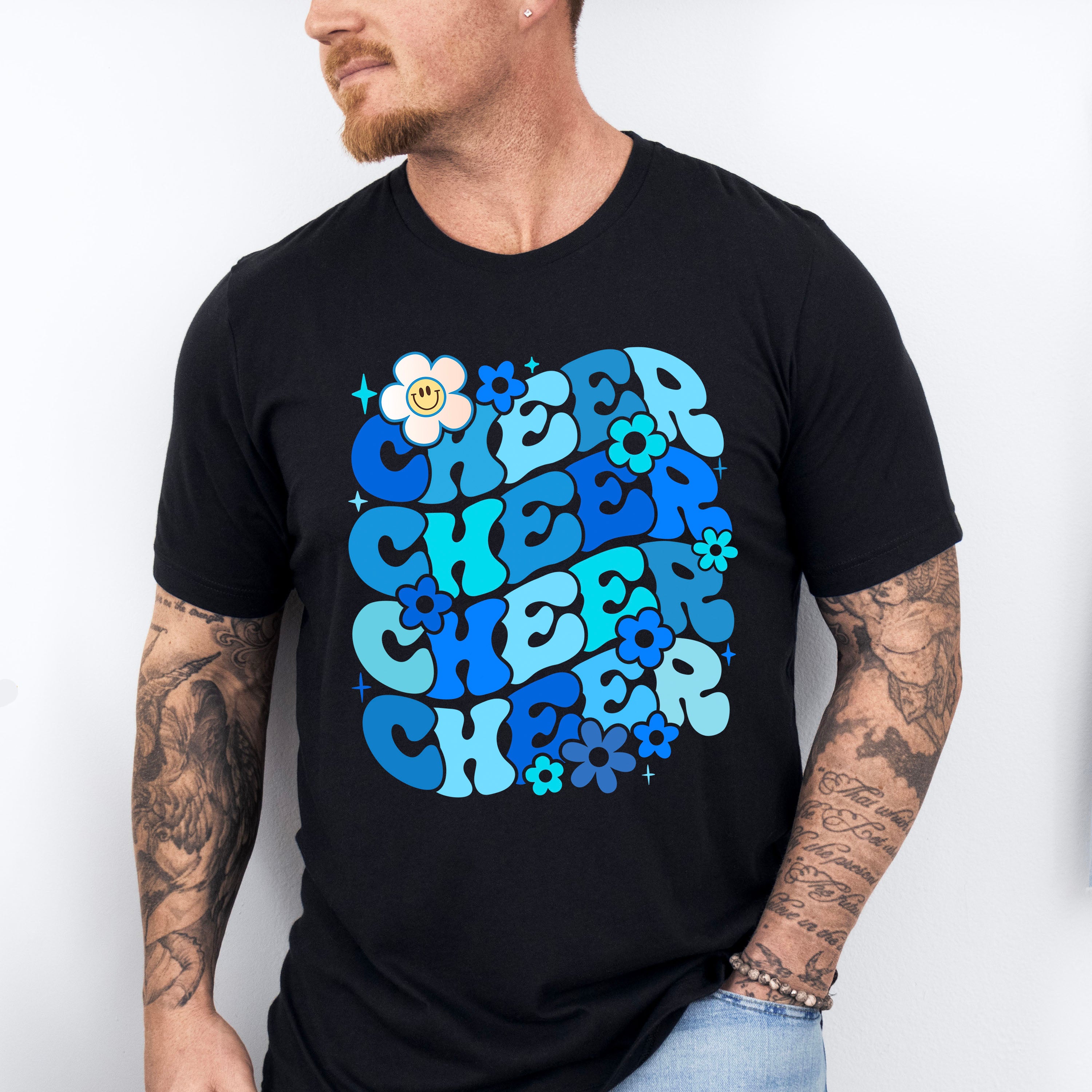 Blue Cheer Floral Design - Cheerleader Unisex Crewneck T-Shirt Sweatshirt Hoodie