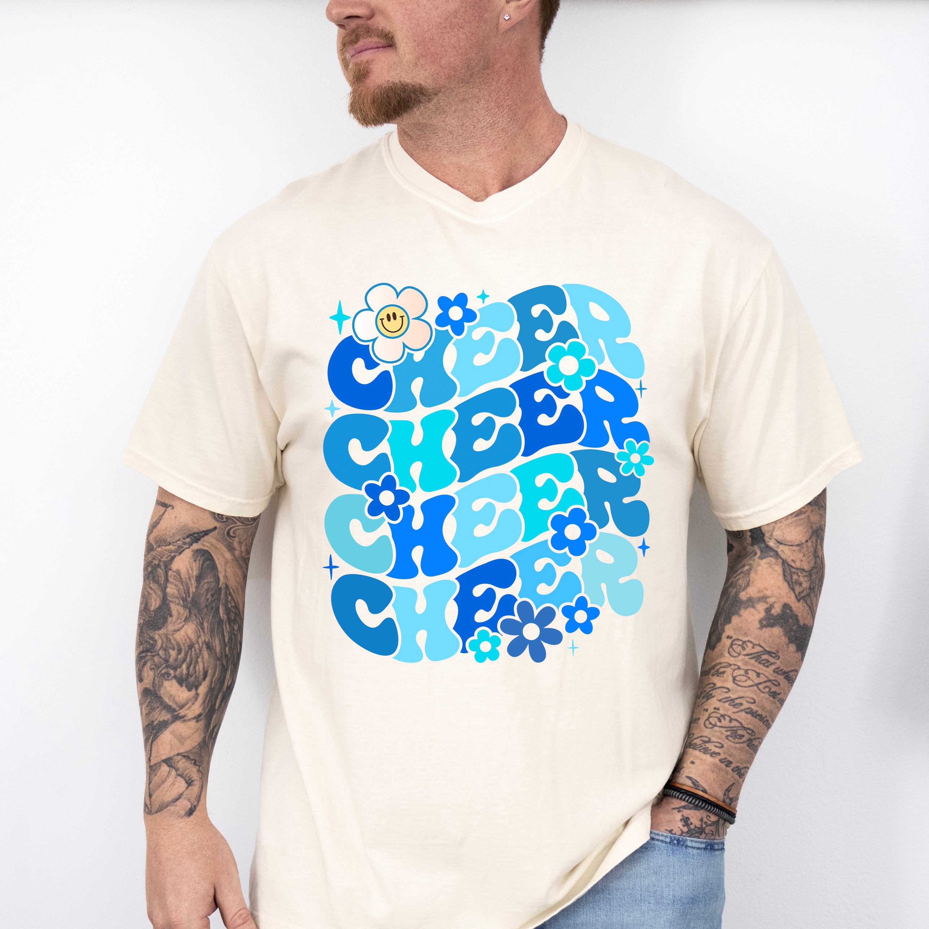 Blue Cheer Floral Design - Cheerleader Unisex Crewneck T-Shirt Sweatshirt Hoodie